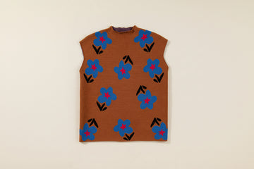 Floral High Neck Sweater Vest - Sweaters & Cardigans/Sweater Vests