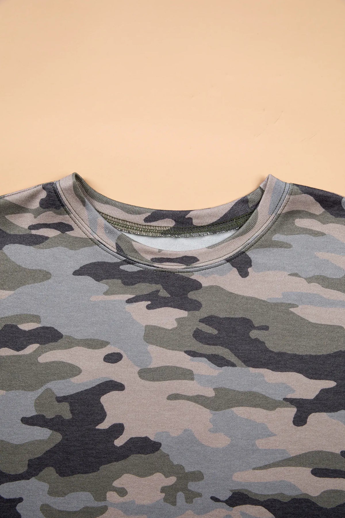 Camo Print Long Sleeve Plus Size Blouse – Green