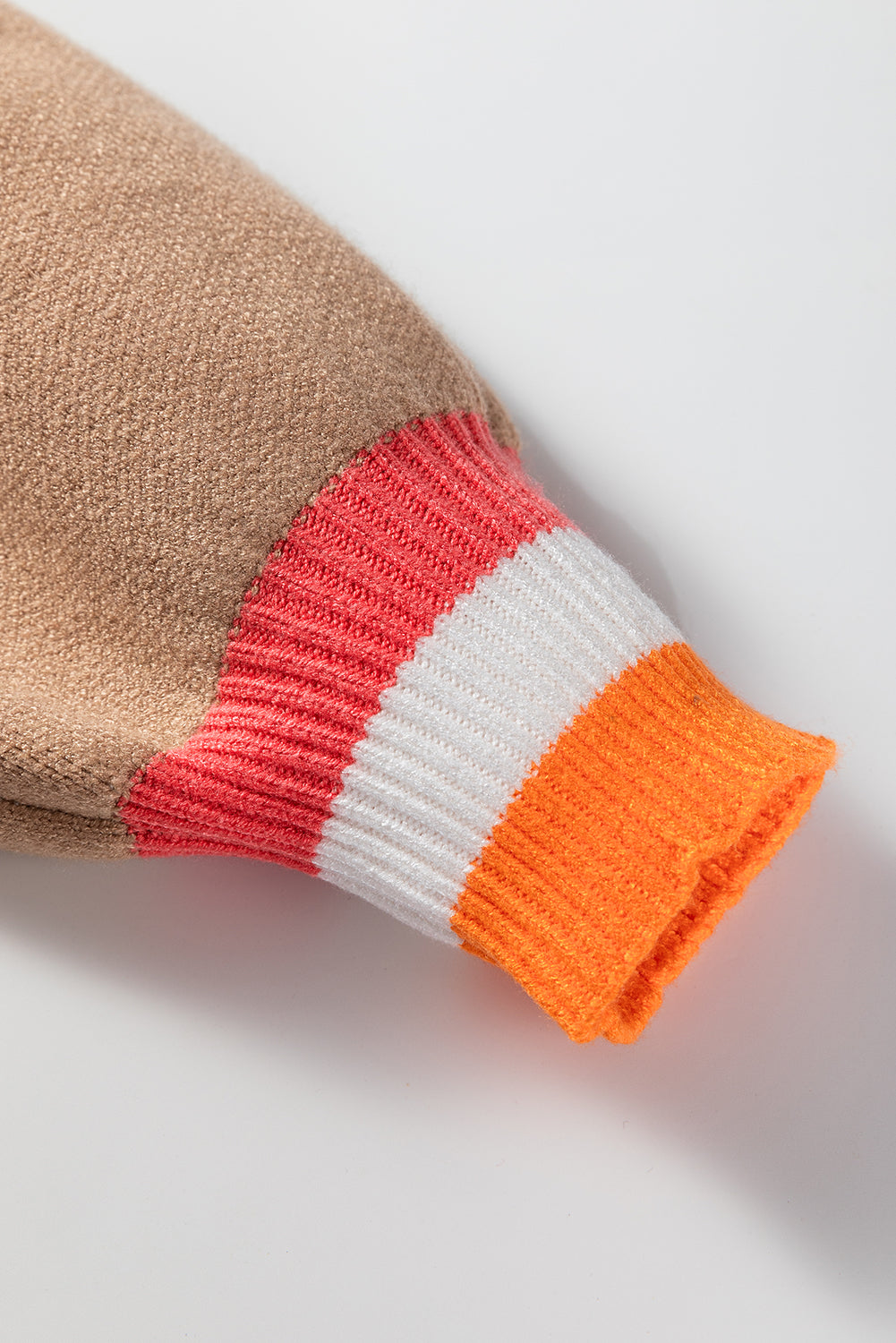 Big Flower Pattern Contrast Striped Baggy Sweater - eAura