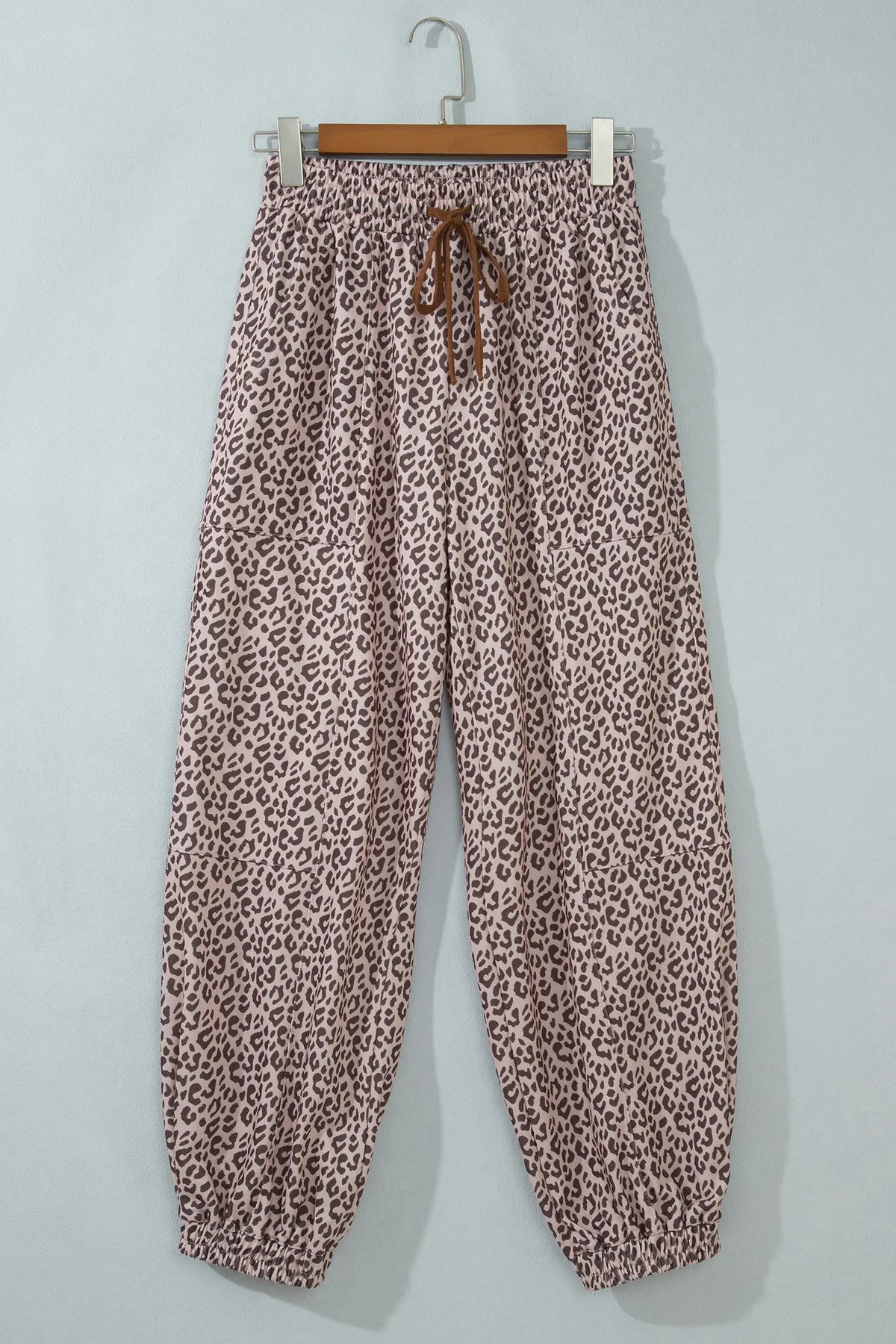 Leopard Print Elastic Waist Ankle Length Pants – Khaki