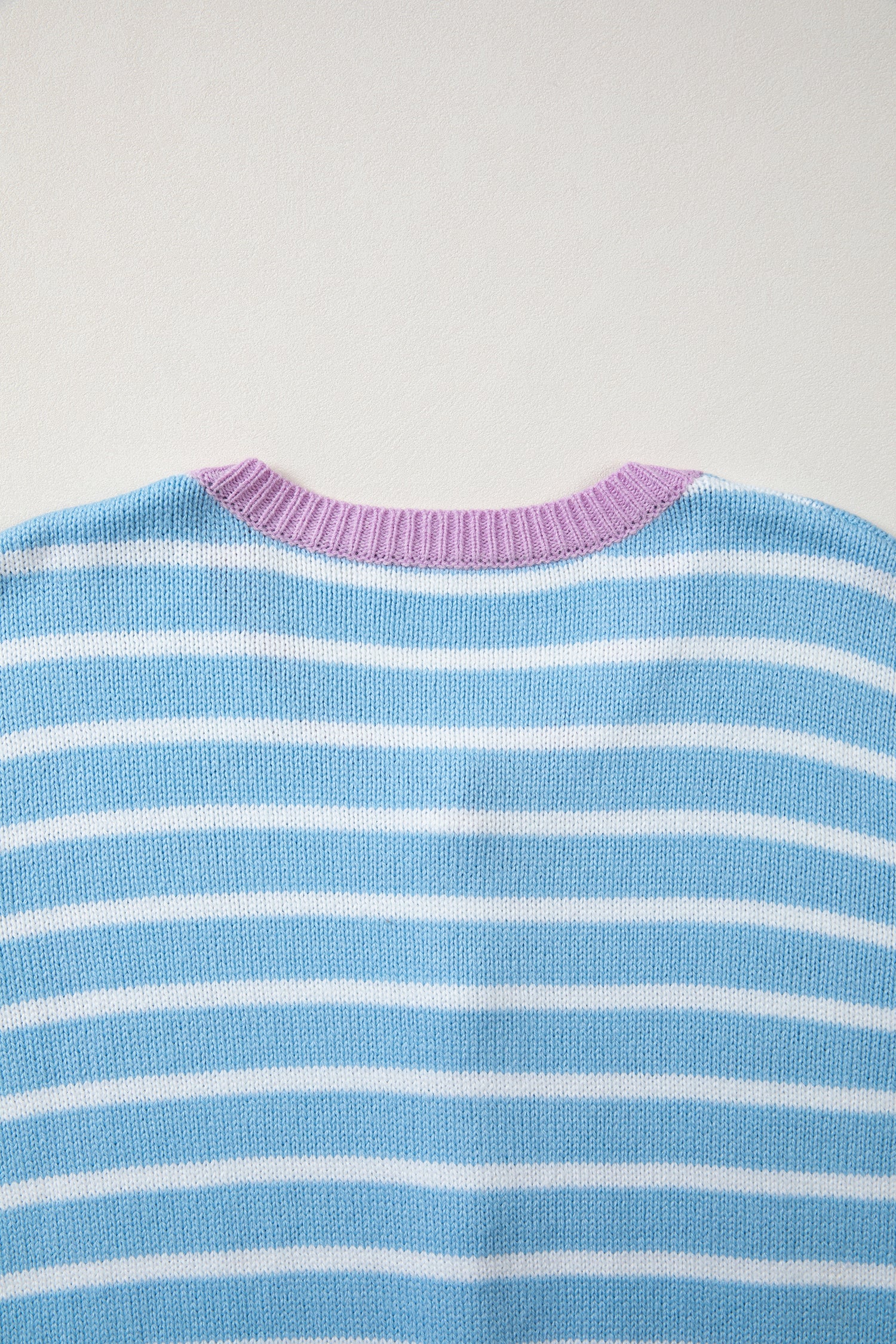 Contrast Trim Button Down Casual Sweater Cardigan – Sky Blue Stripe