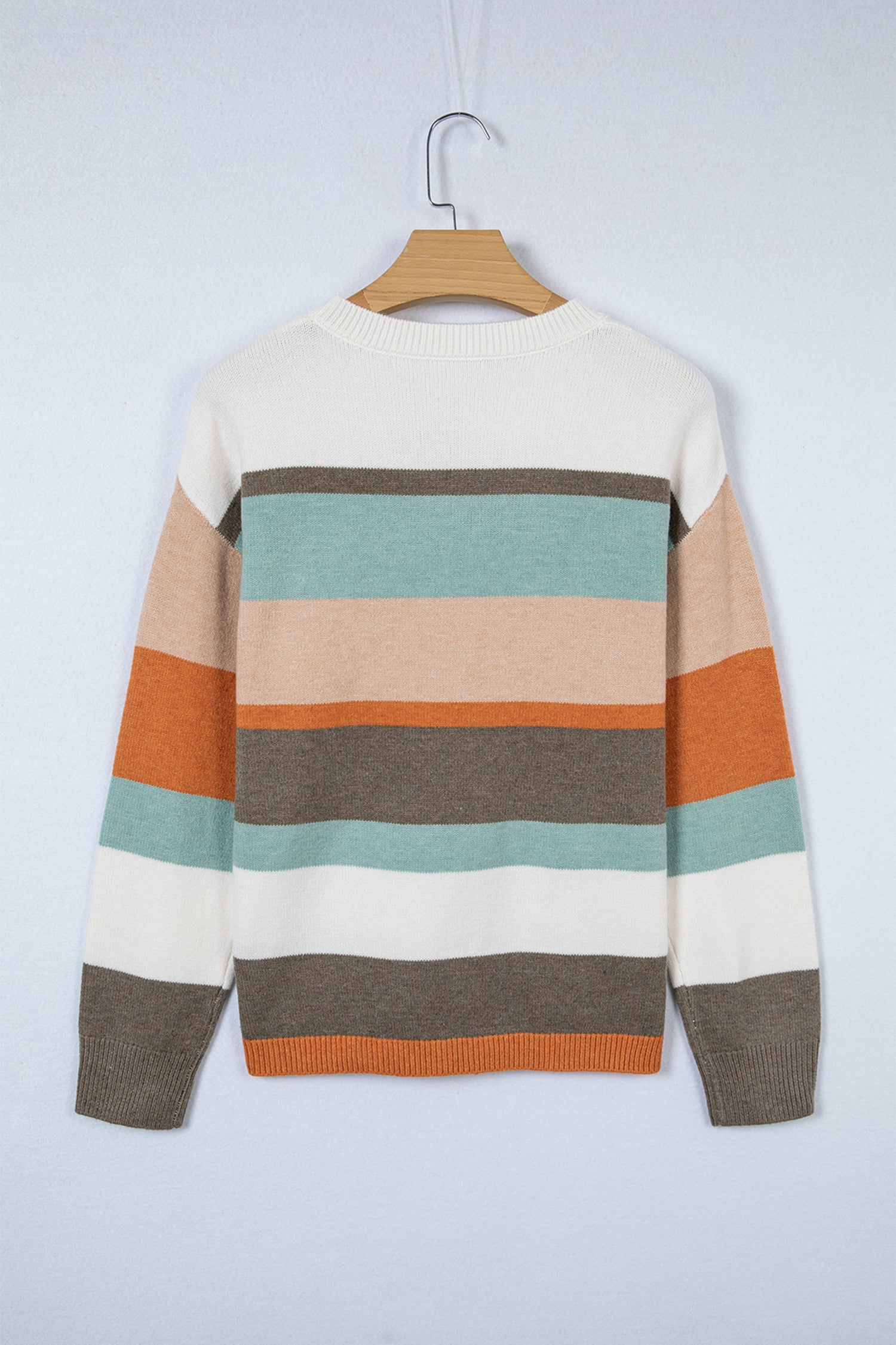 Striped Knit Drop Shoulder Sweater - Sweaters & Cardigans/Sweaters