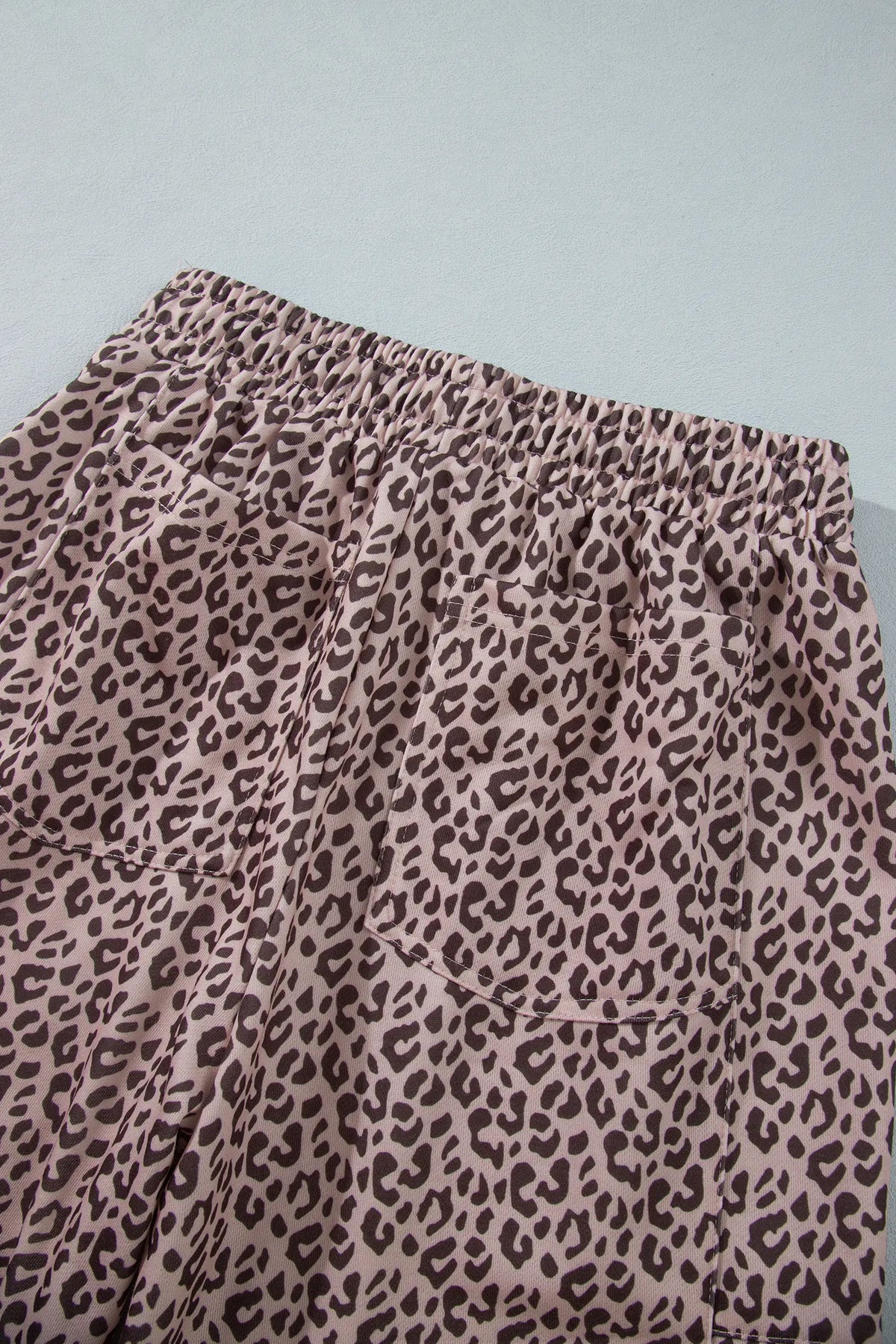 Leopard Print Elastic Waist Ankle Length Pants – Khaki