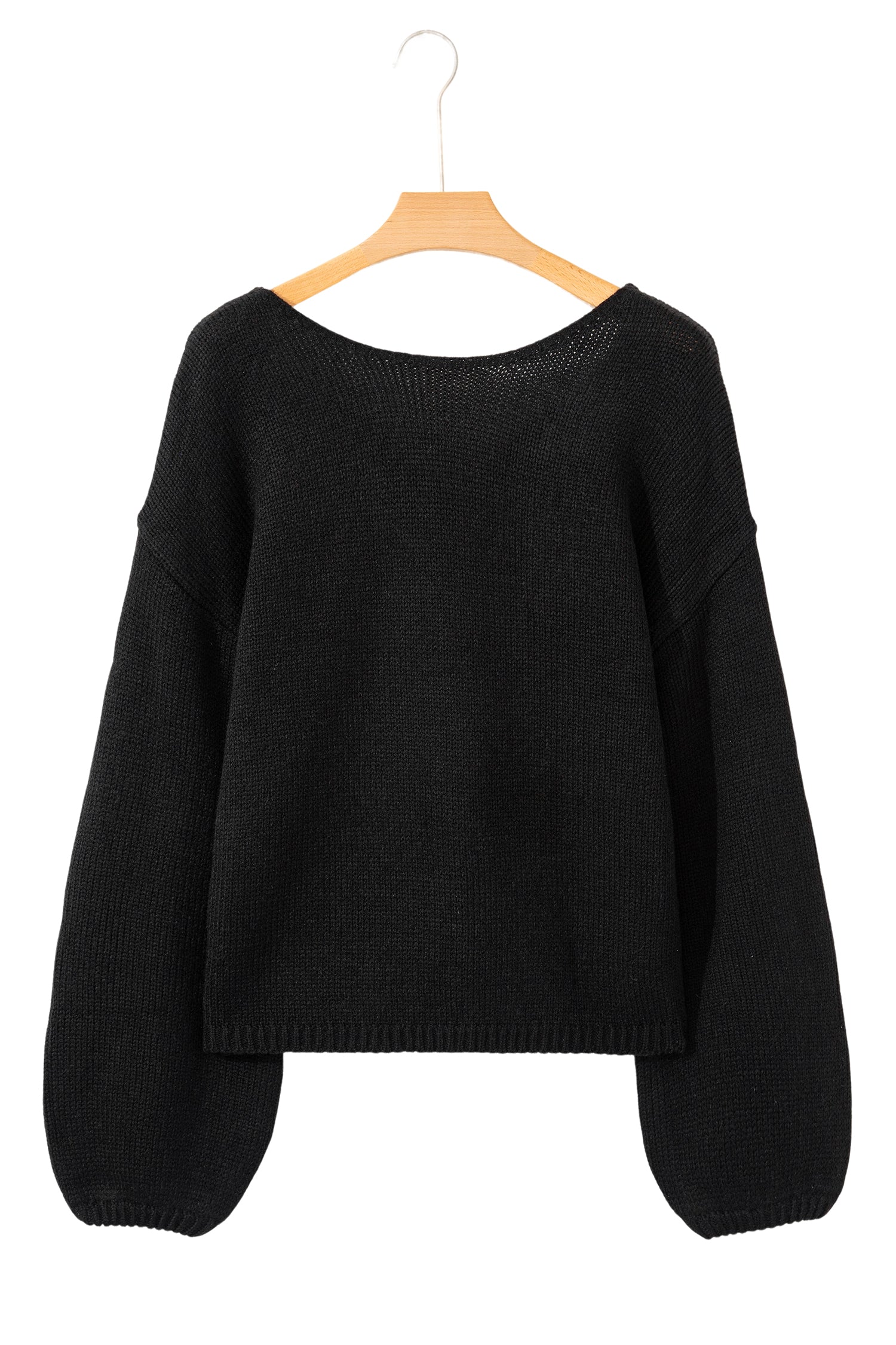 Bow Backless Bubble Sleeve Sweater - eAura