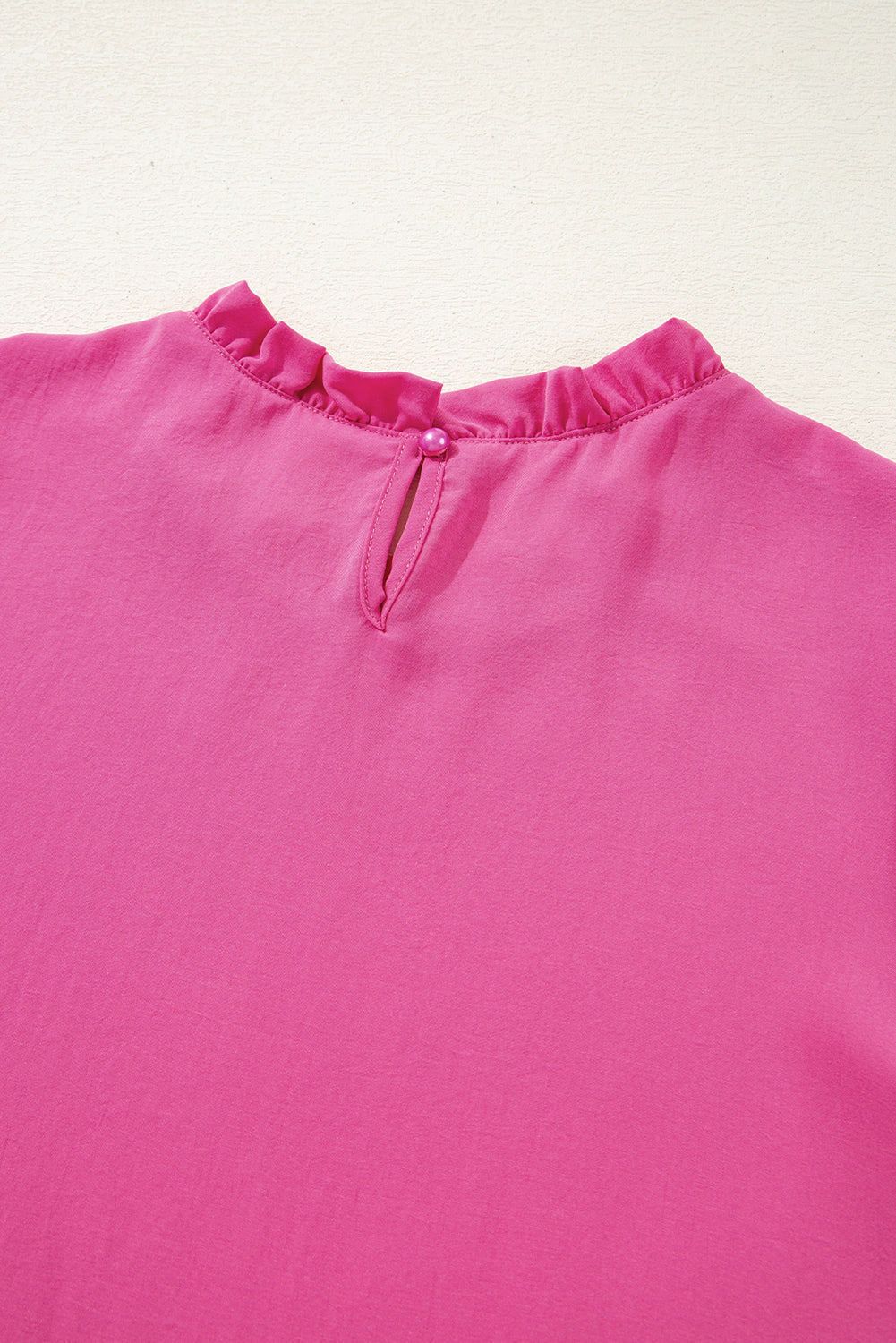 Rose Solid Color Smocked Puff Sleeve Blouse BB Fashion Outlet
