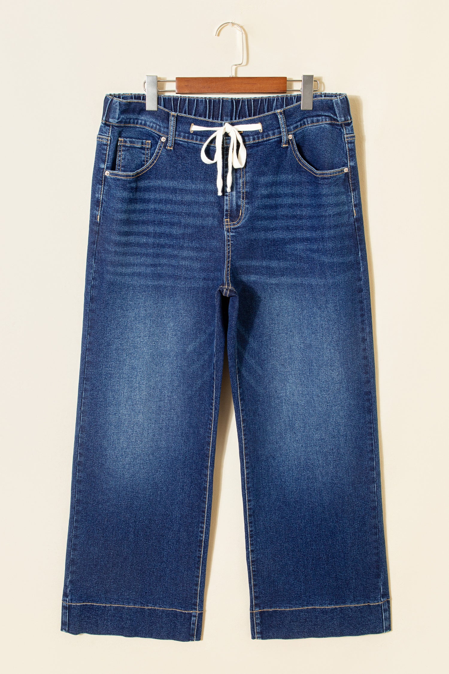 Acid Wash Contrast Lace-up Plus Size Jeans