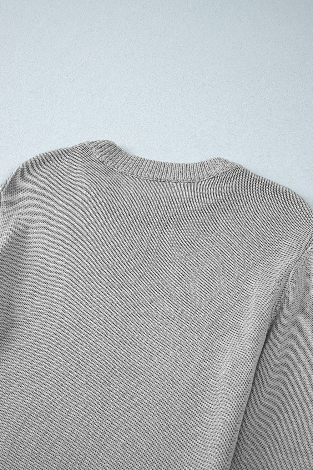 Grey Solid Colour Thumbhole Sleeve Ribbed Edge Sweater eAura