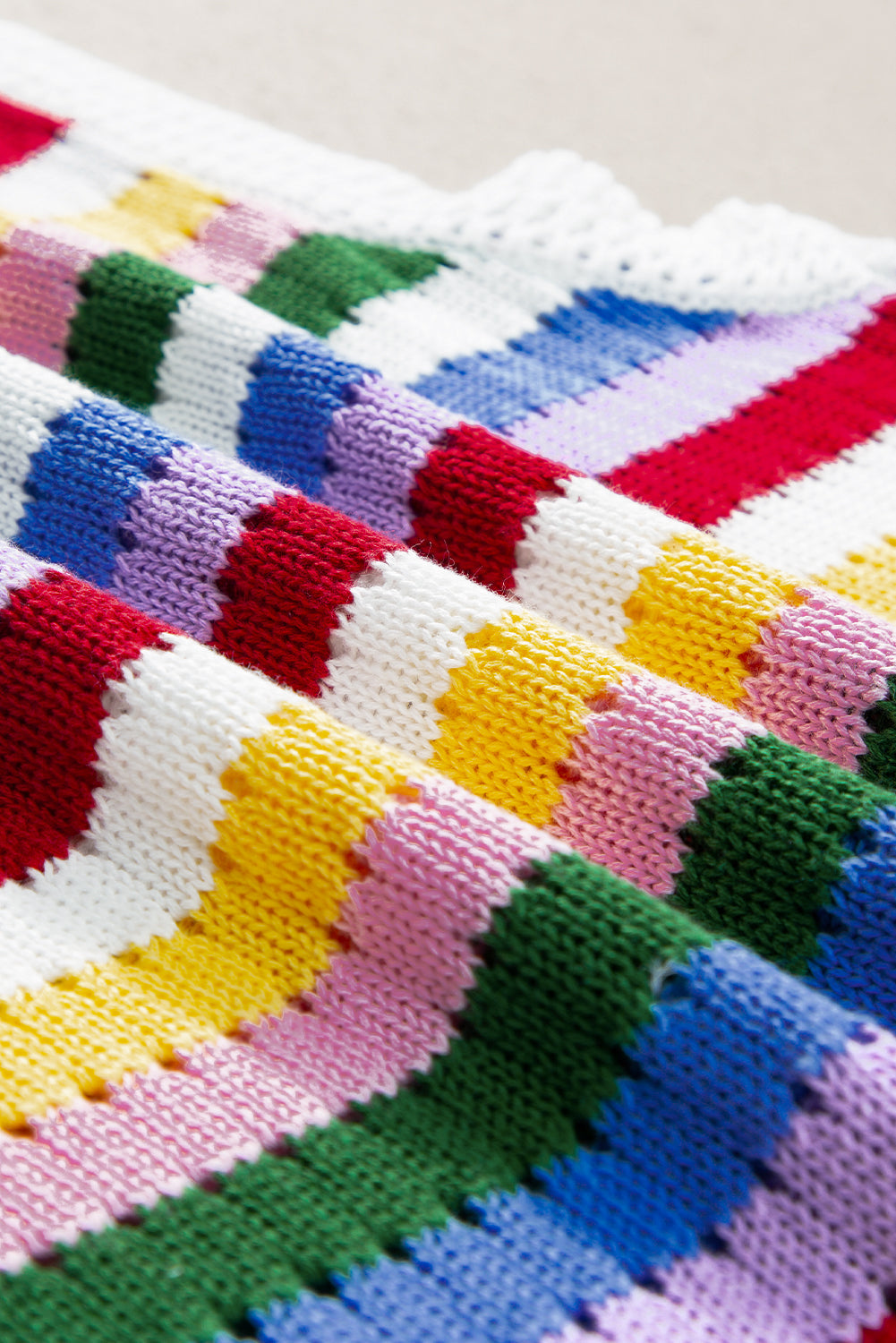 Multicolour Striped Knitted Eyelet Slim Sweater Vest eAura