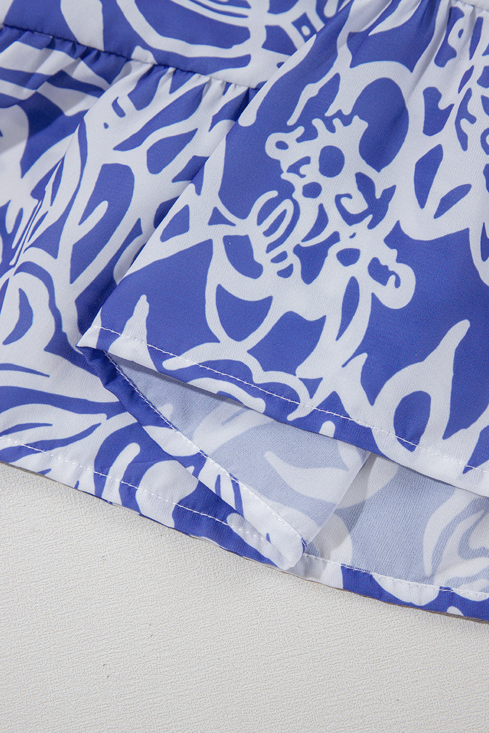 Sky Blue Floral Print Spaghetti Strap High Waist Maxi Dress eAura