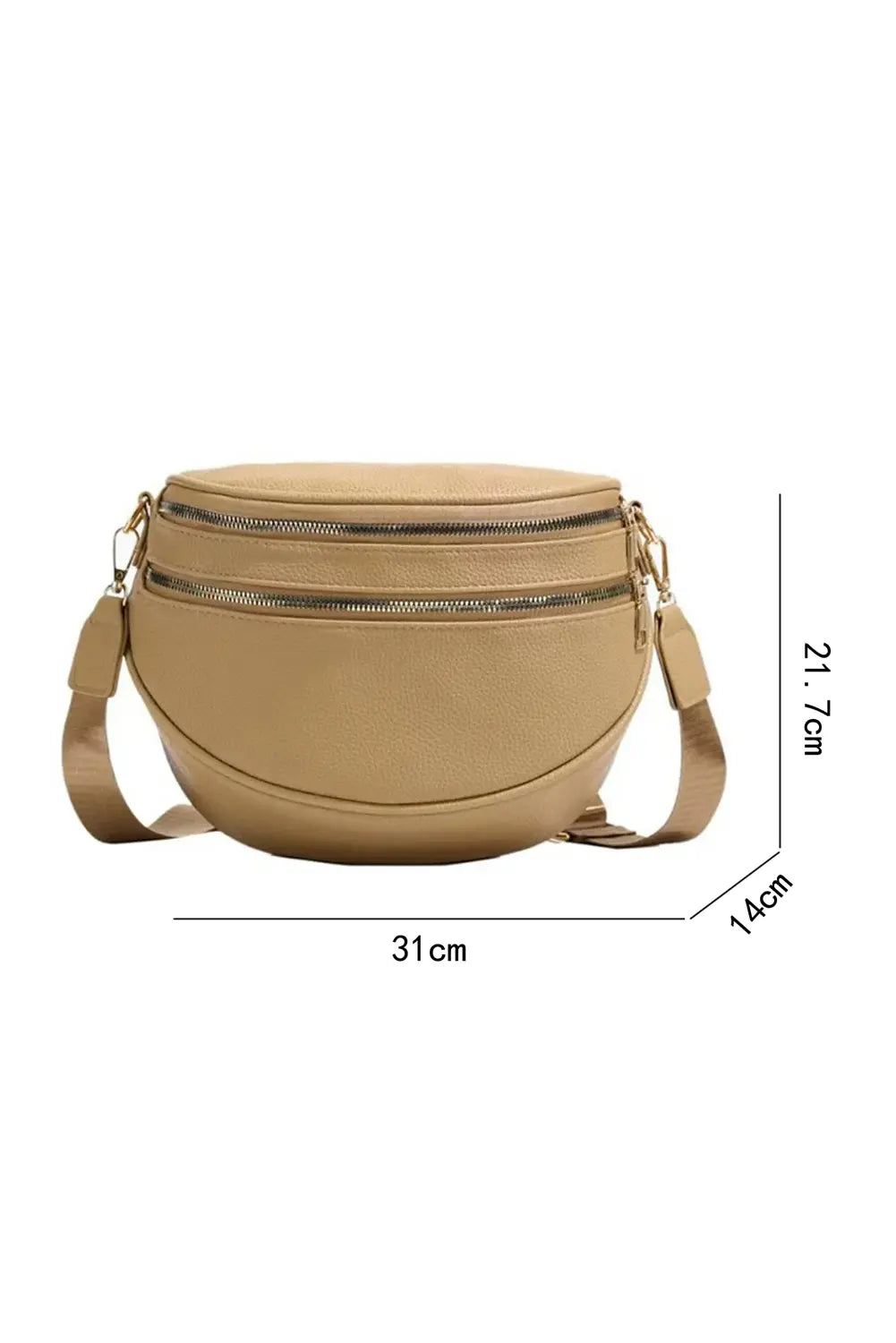 Black Double Zip Faux Leather Crossbody Bag