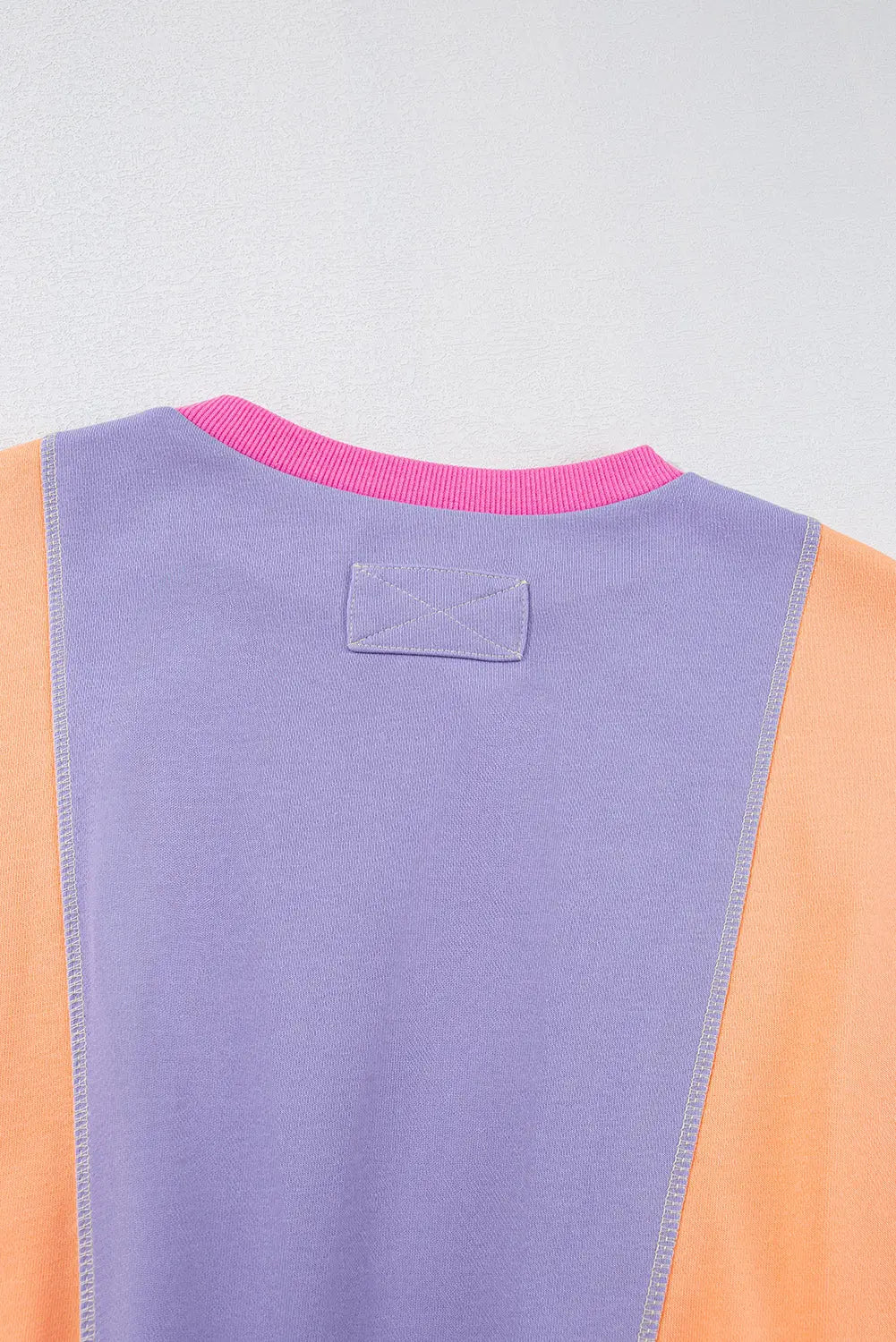 Grapefruit Orange Colourblock Patchwork Exposed Stitching Oversize Top - Sweaters & Cardigans/Sweaters
