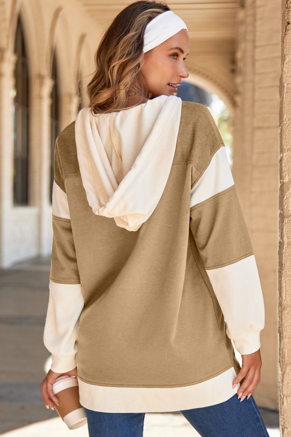 Waffle Button Front Oversized Hoodie - eAura