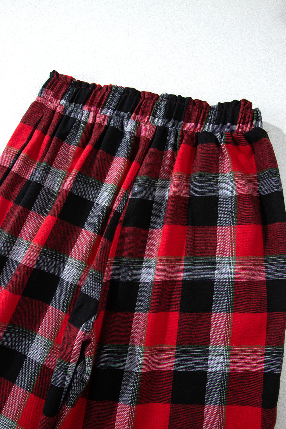 Red Christmas Checkered Pattern Loose Shirt and Pants Pyjama Set - eAura