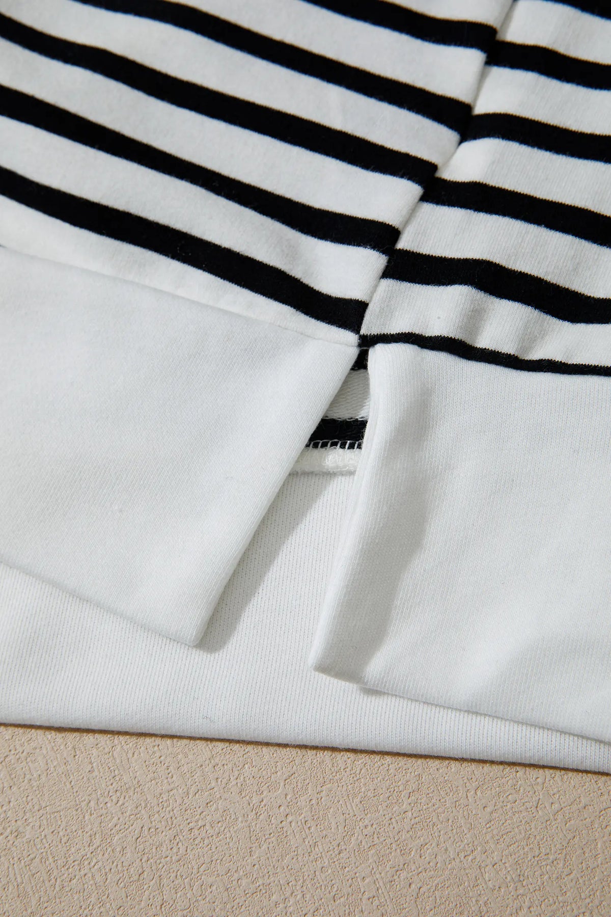 Striped Colourblock V Neck Long Sleeve Shift Plus Size Blouse – White Stripe