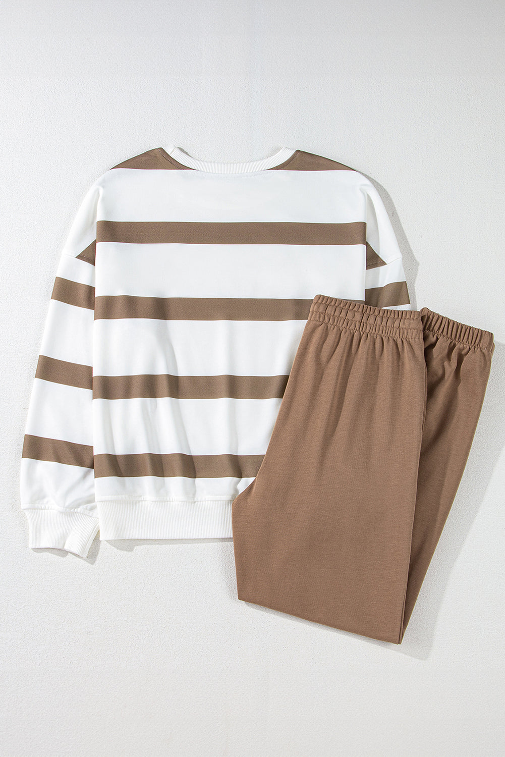Black Stripe Drop Shoulder Pullover and Jogger Trousers Set eAura