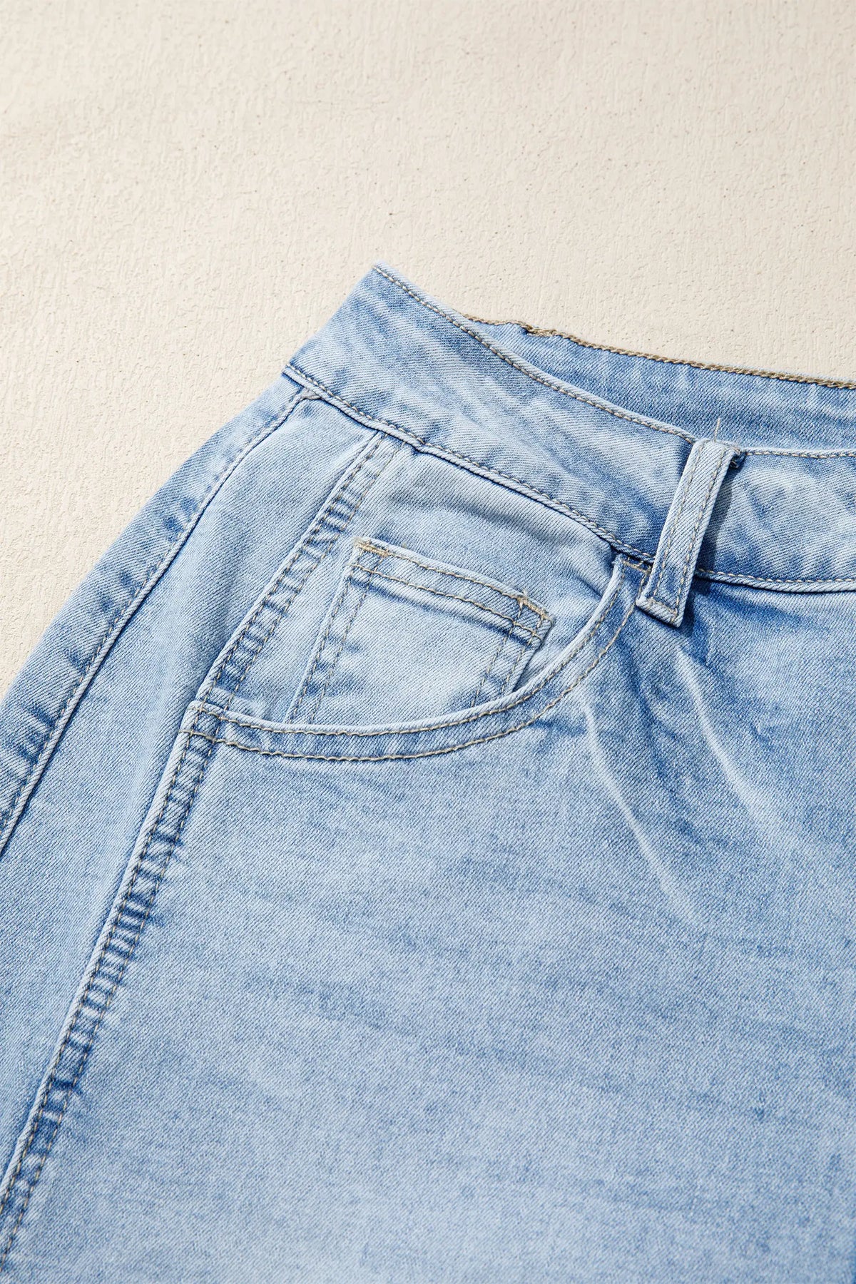 Raw Hem Turnup Loose Ankle-length Jeans – Sail Blue