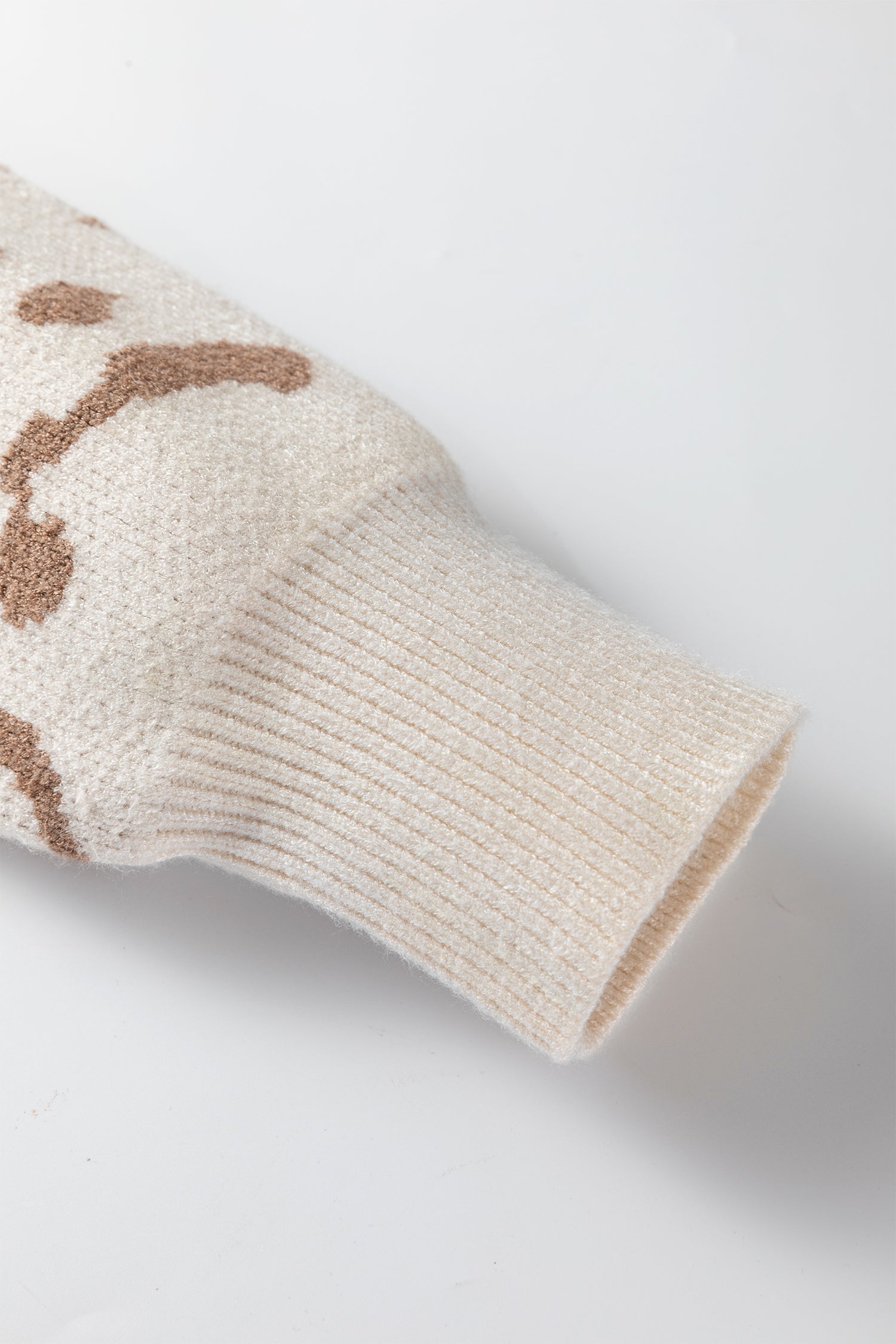 Asymmetric Leopard Print Detail Drop Shoulder Sweater - Sweaters & Cardigans/Sweaters