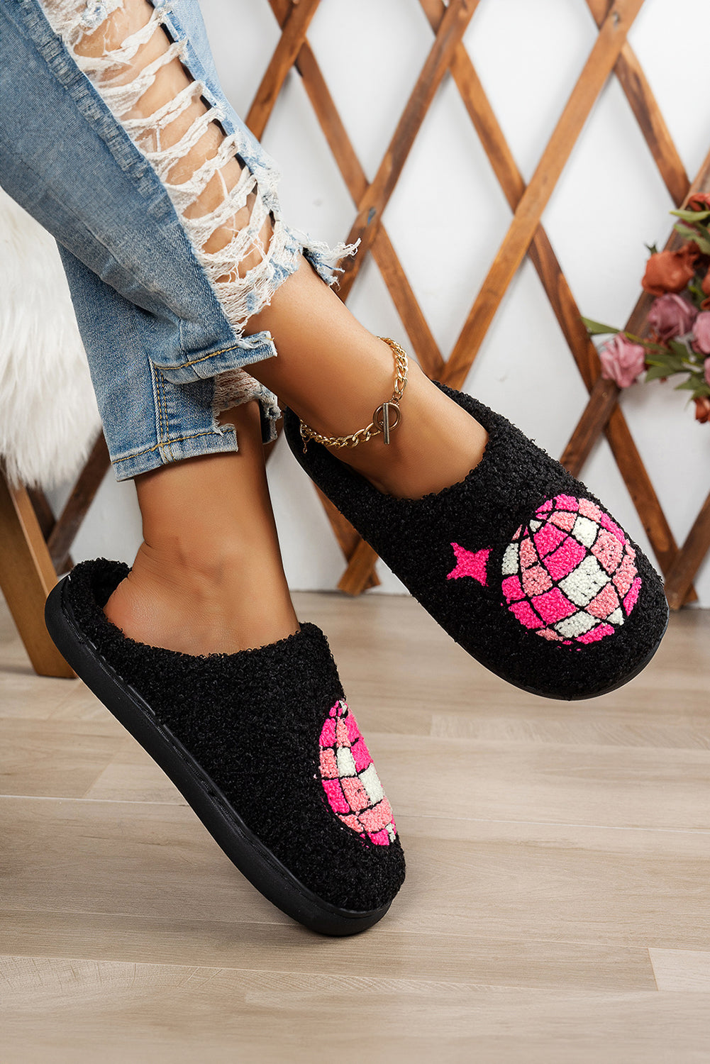 Disco Ball Home Plush Slippers