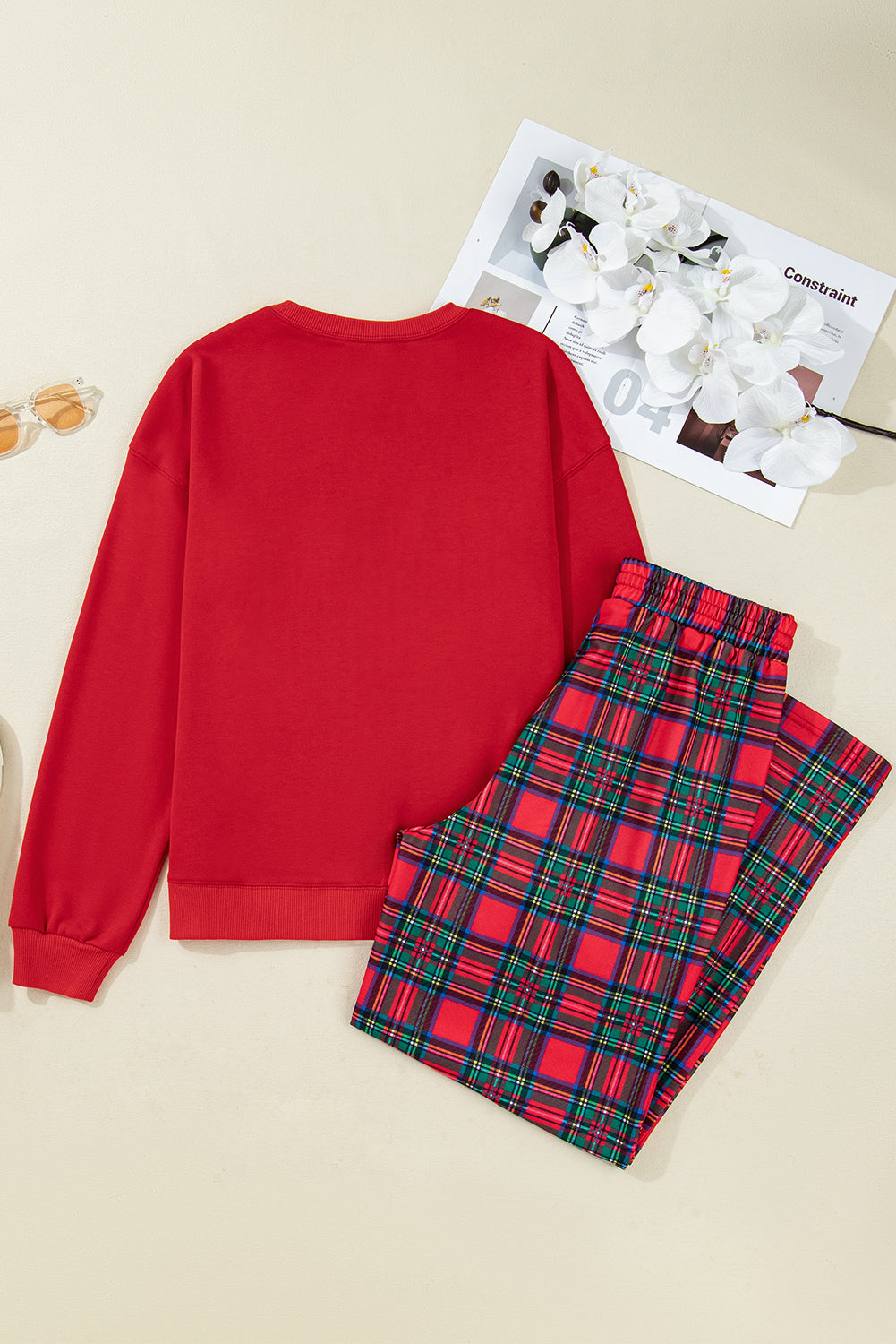 Plaid Mama Graphic Christmas Holiday Crewneck PJs eAura