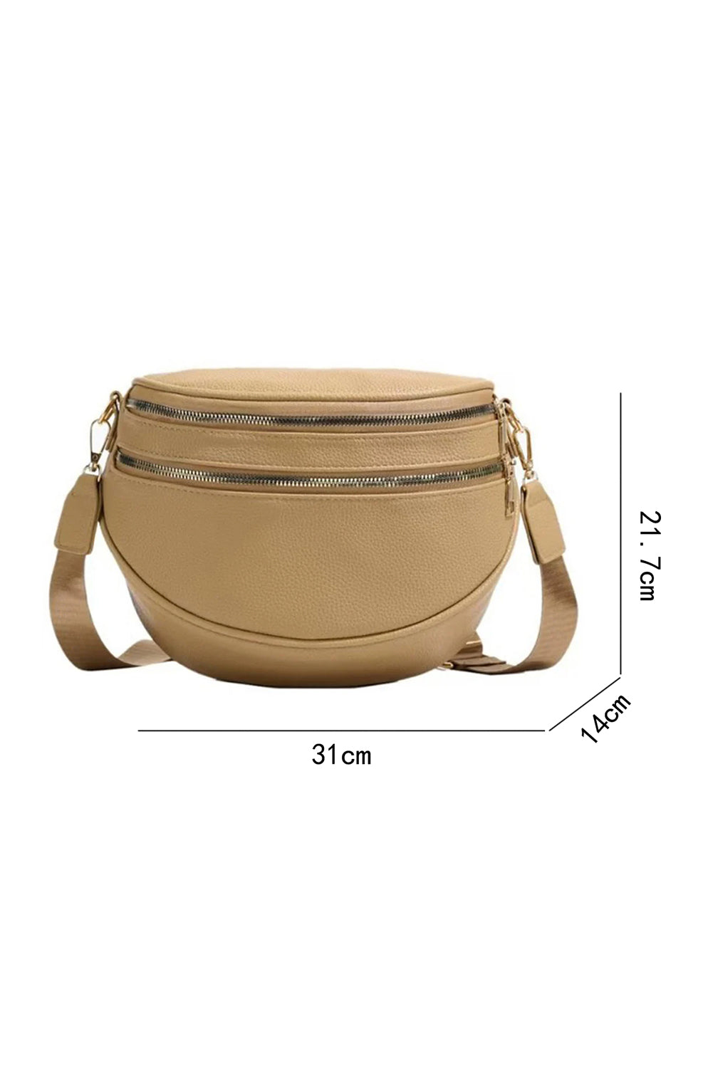 PU Leather Double Zipper Crossbody Bag