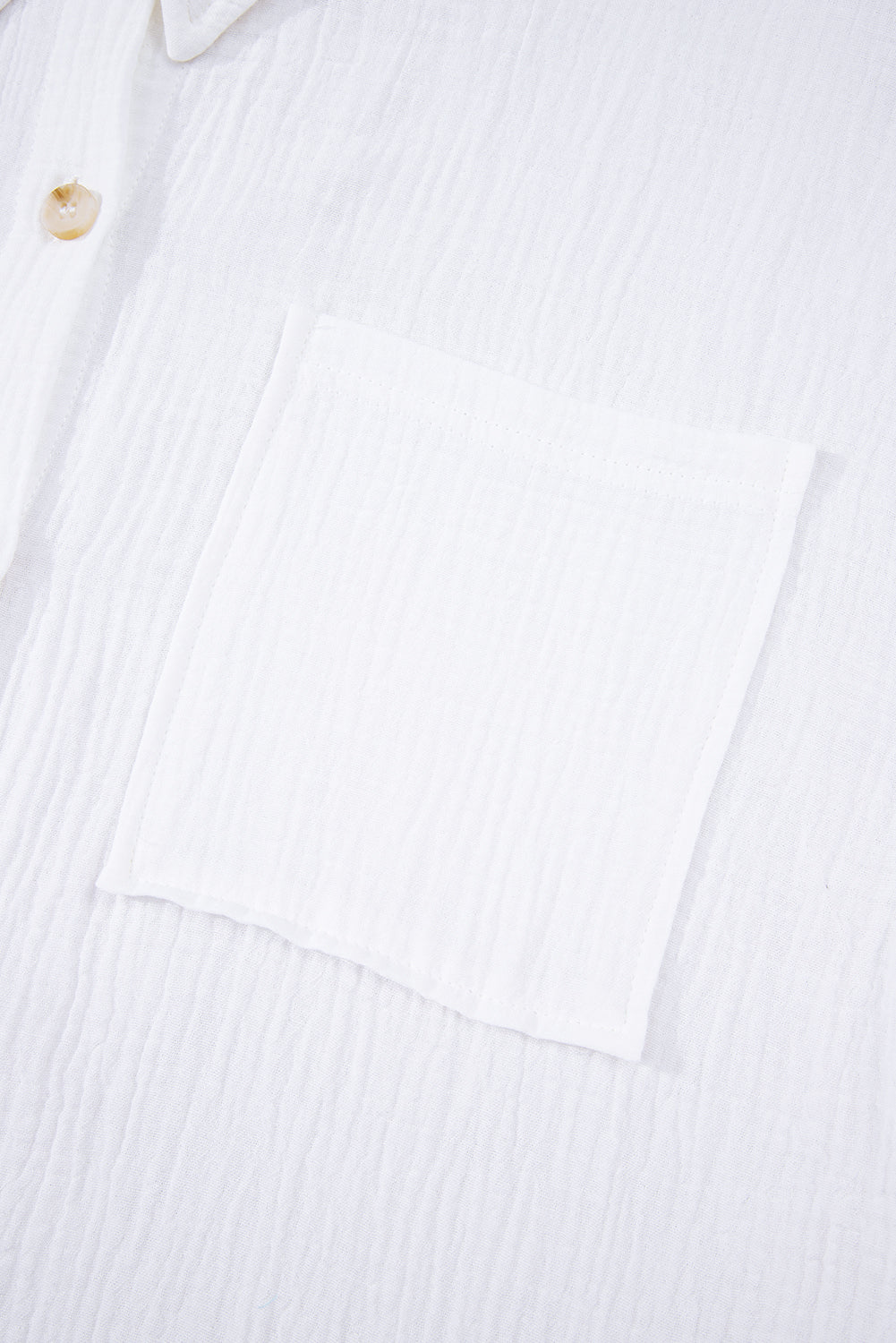 White Cotton Gauze Lace Patchwork Long Sleeve Shirt - eAura