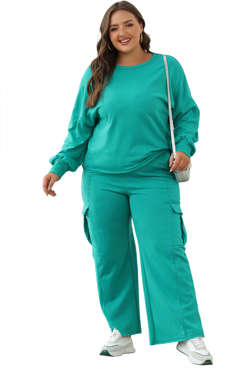 Lapis Solid Colour Mineral Wash Pullover Top and Cargo Pants Set Beagle Boutique Fashion Outlet