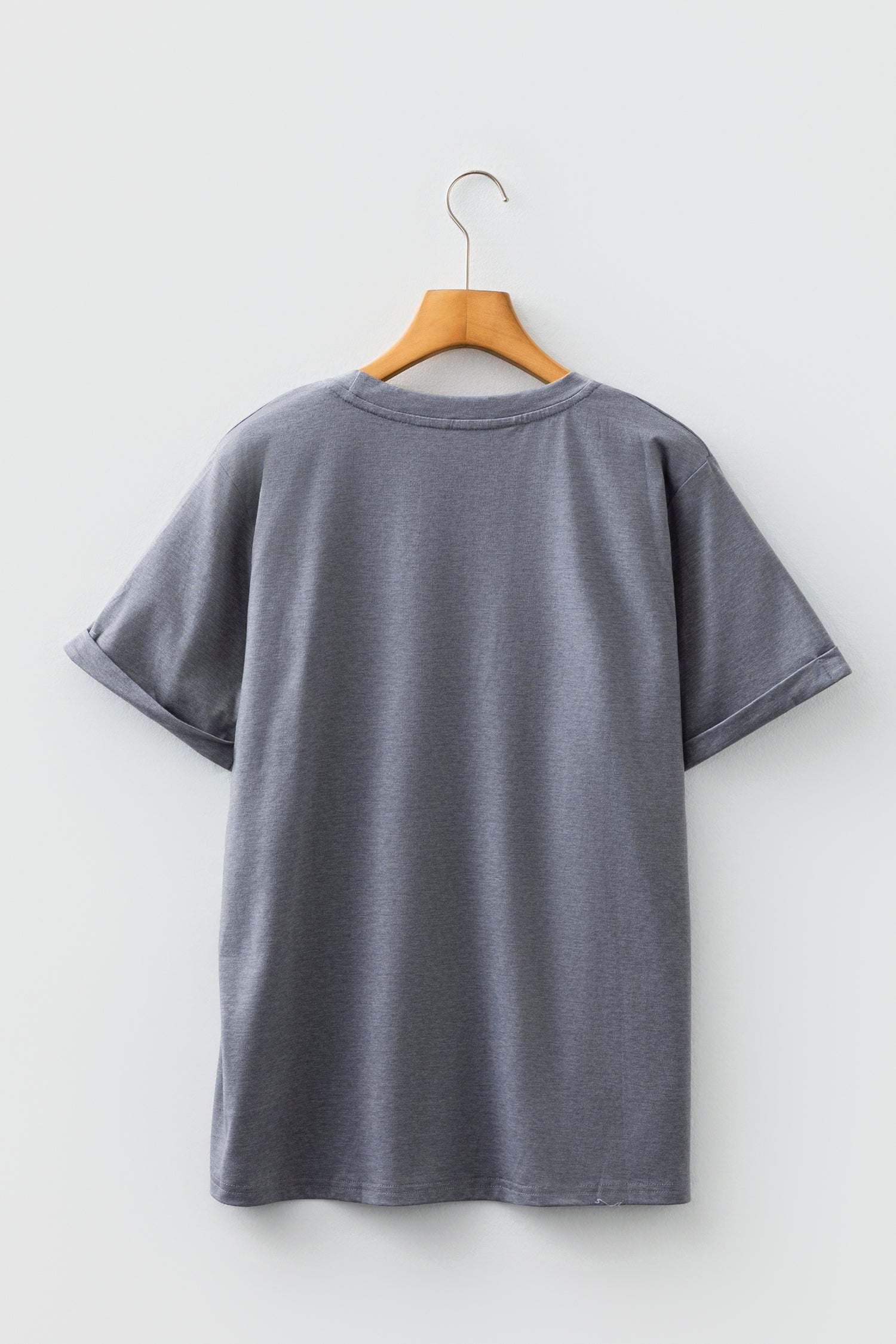Grey Flag Pattern Sunflower Graphic Crew Neck Tee - eAura