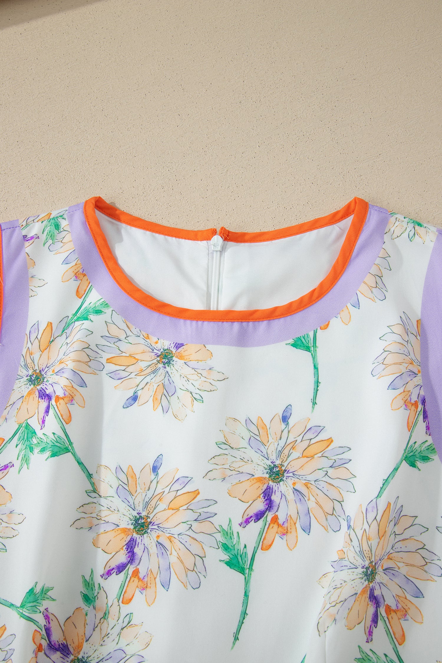 Floral Print Colour Block Trim Belted Sleeveless Maxi Dress