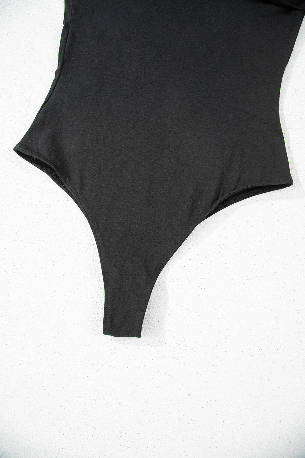 Black Solid Colour Pleated One Shoulder Bodysuit eAura