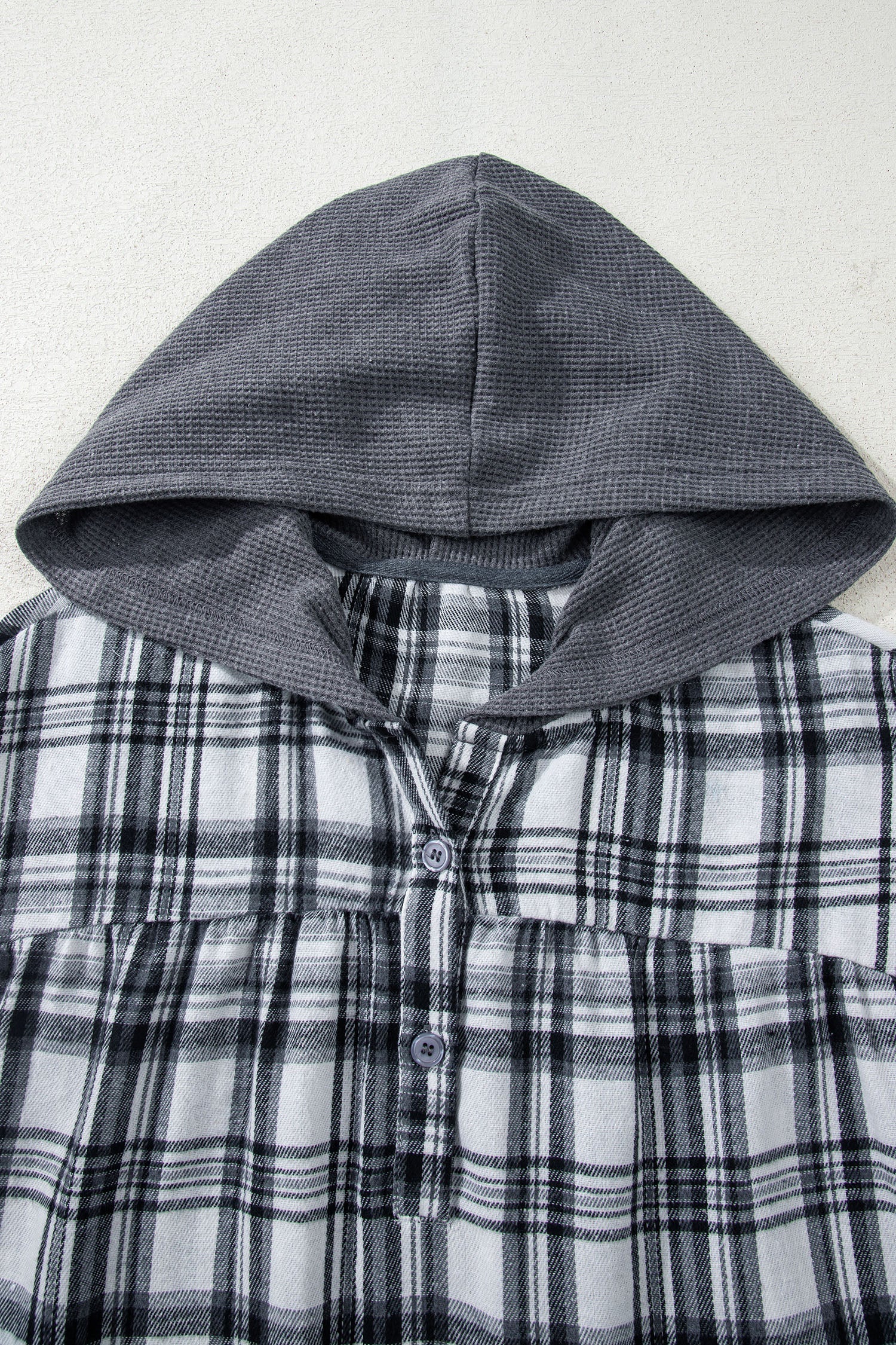 Plaid Long Sleeve Button Hoodie - eAura
