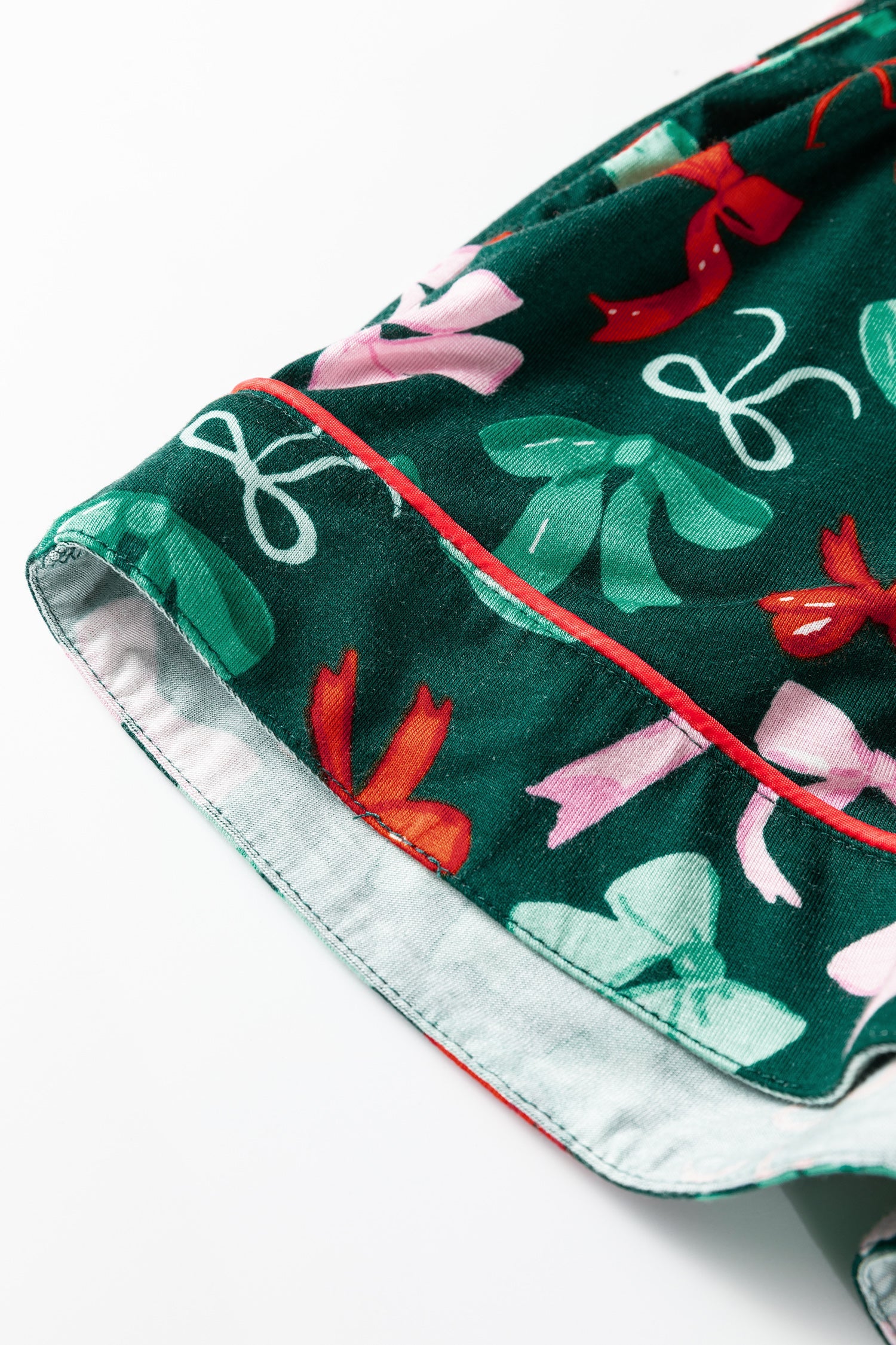 Festive Bow Print Long Sleeve Shirt and Pyjama Short Set - Loungewear & Sleepwear/Pyjama Shorts