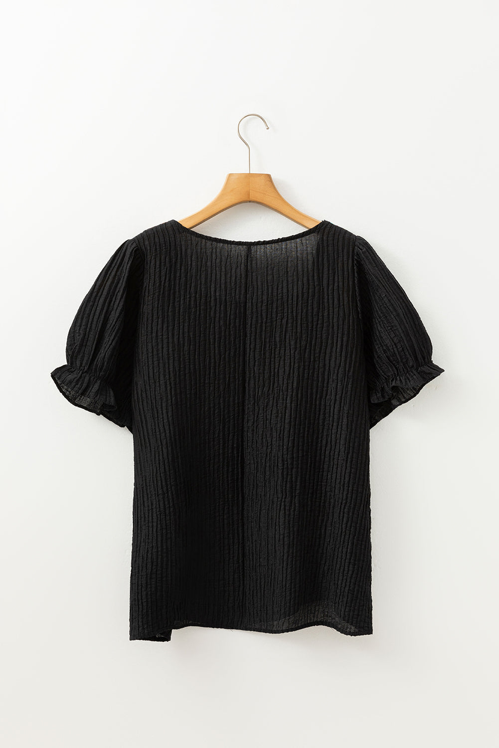 Black Floral Crochet Square Neck Ruffled Short Sleeve Flowy Plus Size Top BB Fashion Outlet