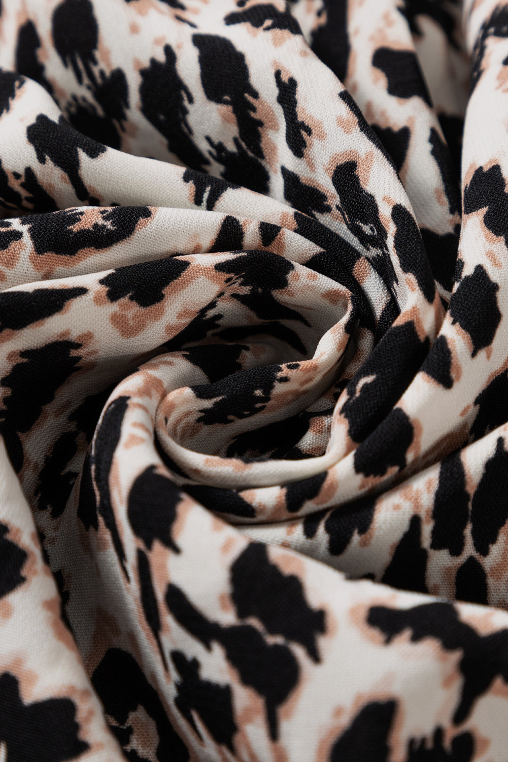 Apricot Leopard Print Tiered Wide Sleeve Maxi Dress eAura