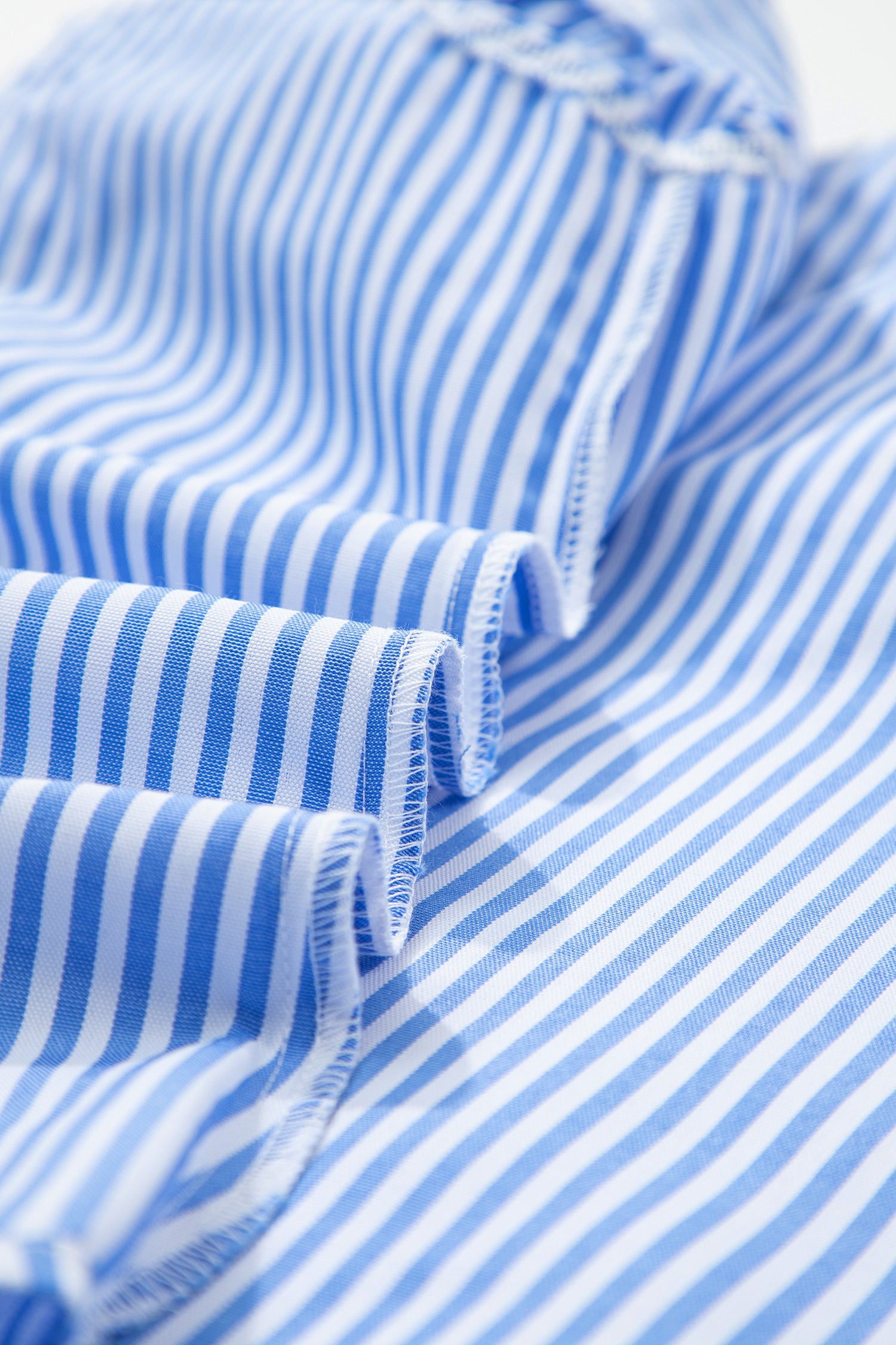 Square Neck Bow Back Ruffle Sleeve Blouse – Blue Stripe