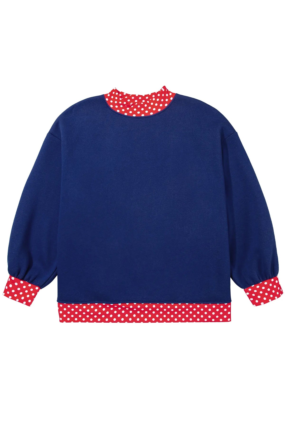 Polka Dot Patchwork Round Neck Plus Size Sweatshirt – Racing Red