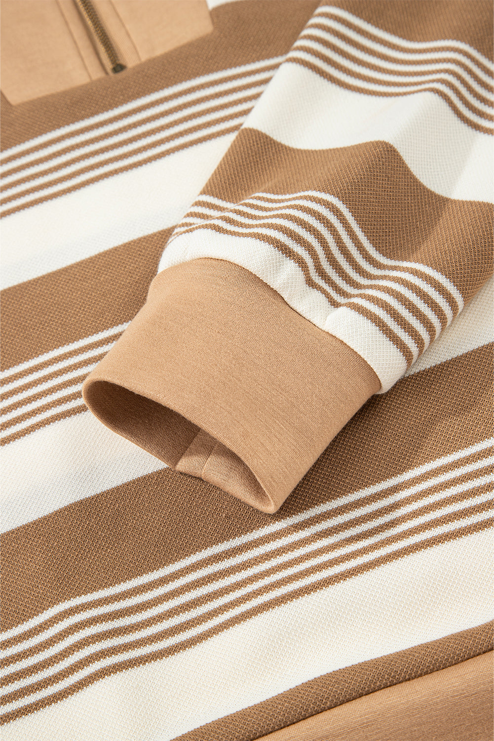 Stripe Zip Collar Sweatshirt - eAura