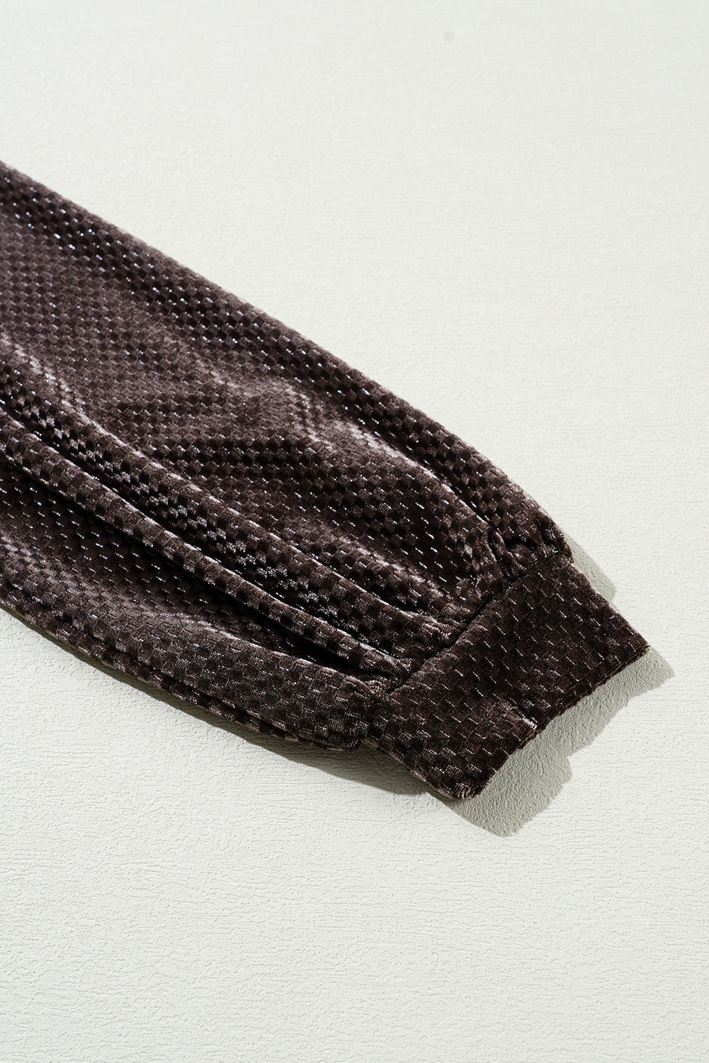 Dark Brown Textured Velvet V Neck Shift Dress eAura