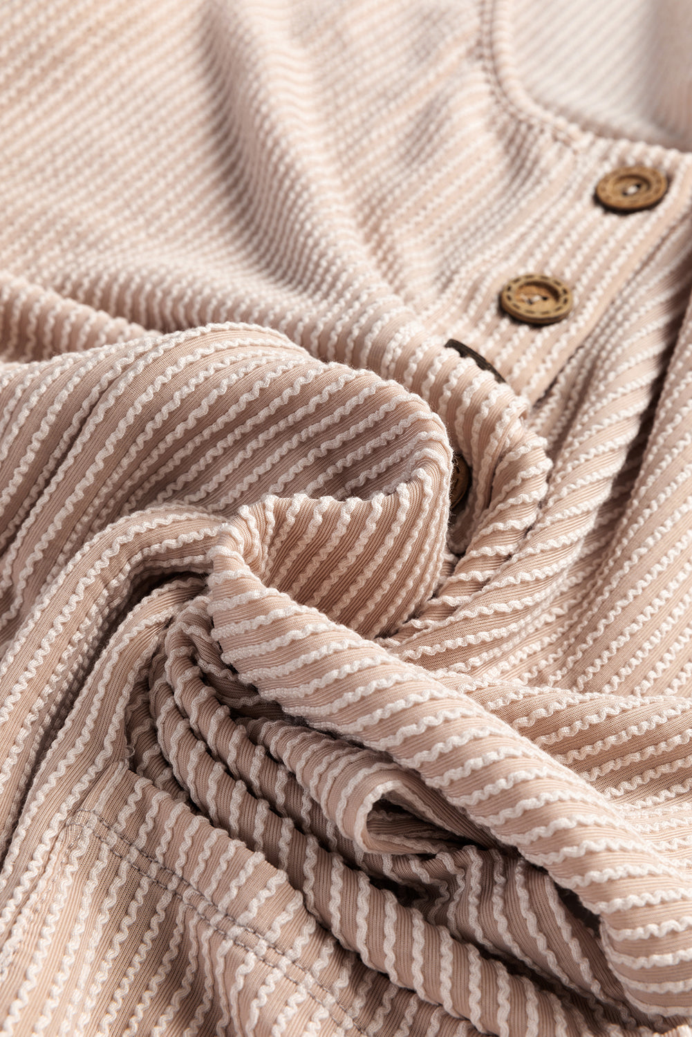 Parchment Ribbed Knit Side Pockets Buttoned Sleeveless Romper eAura