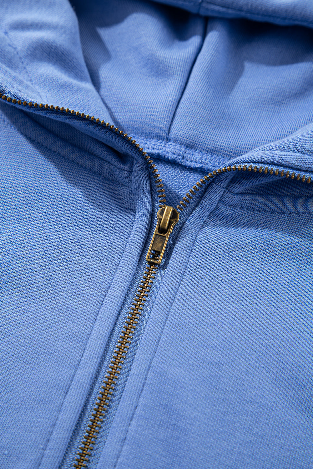 Sky Blue Casual Zipped Short Sleeve Hoodie and Shorts Set eAura