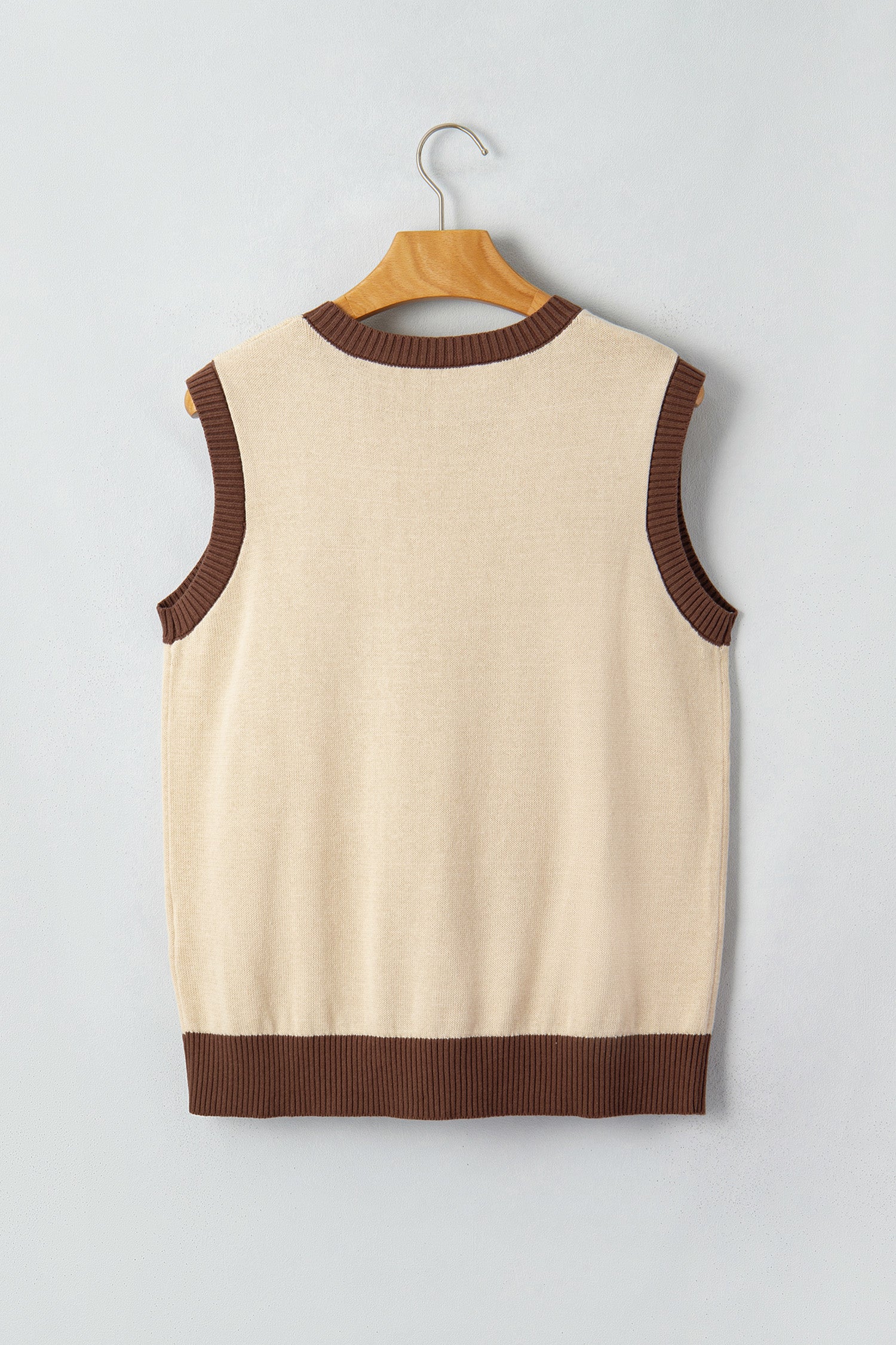 Western Print Colorblock Sleeveless Knit Vest Regular Length – Khaki