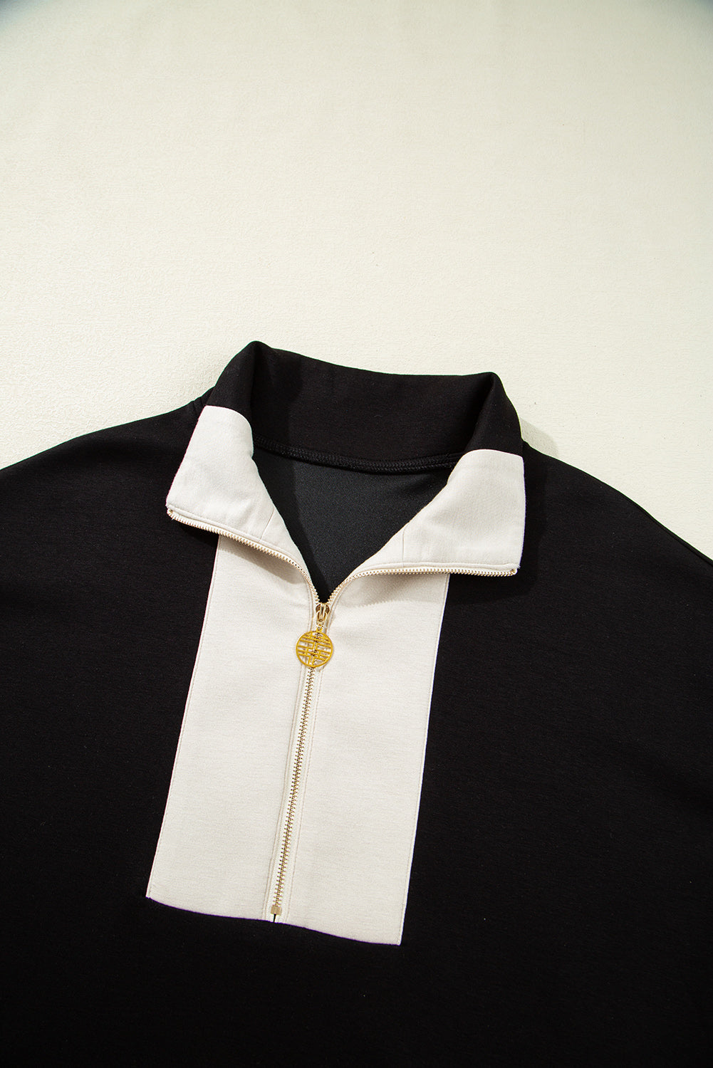 Black Contrast Zipped Collared T Shirt and Short Co-ord Set eAura