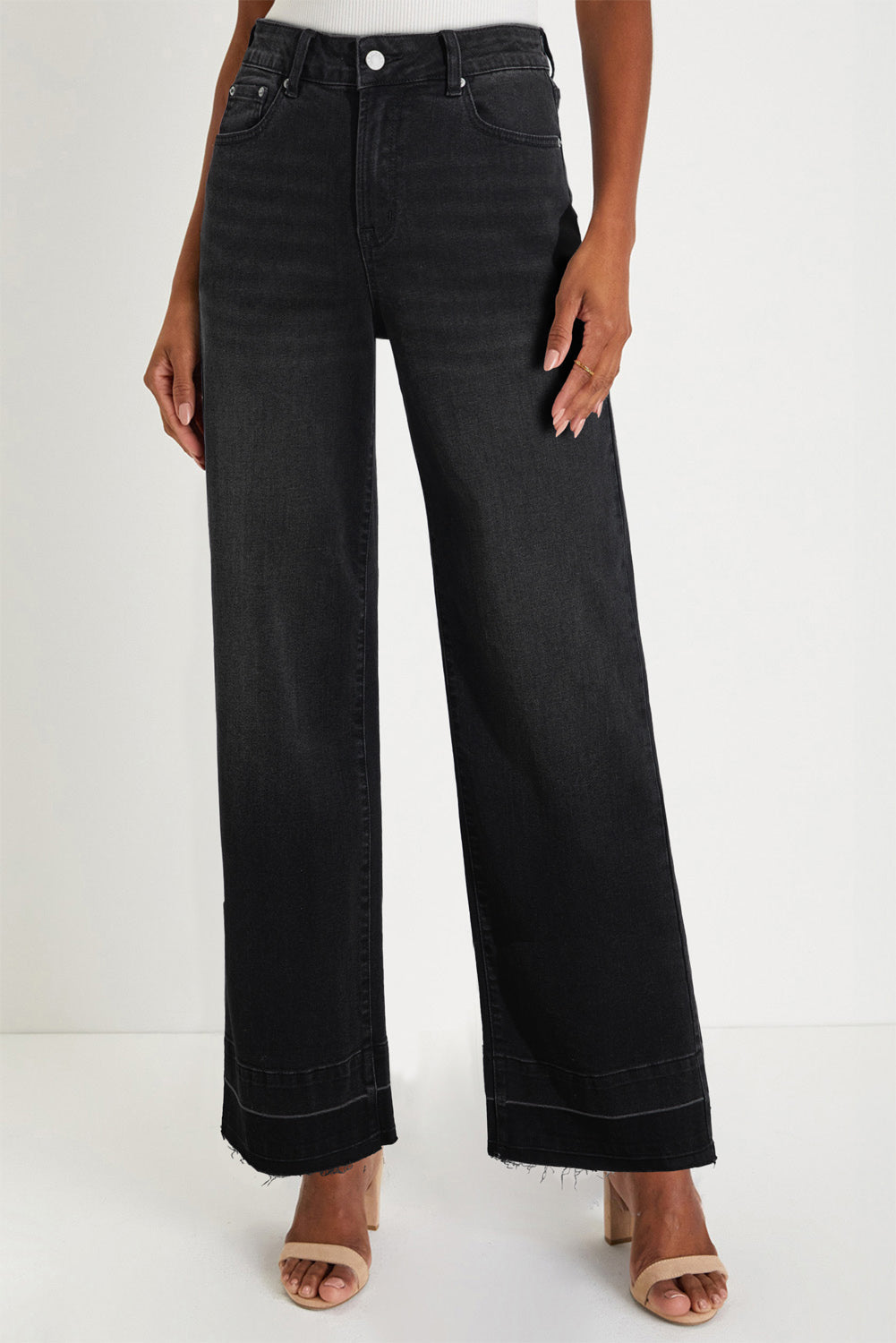 Raw Hem Straight High Rise Loose Jeans - eAura