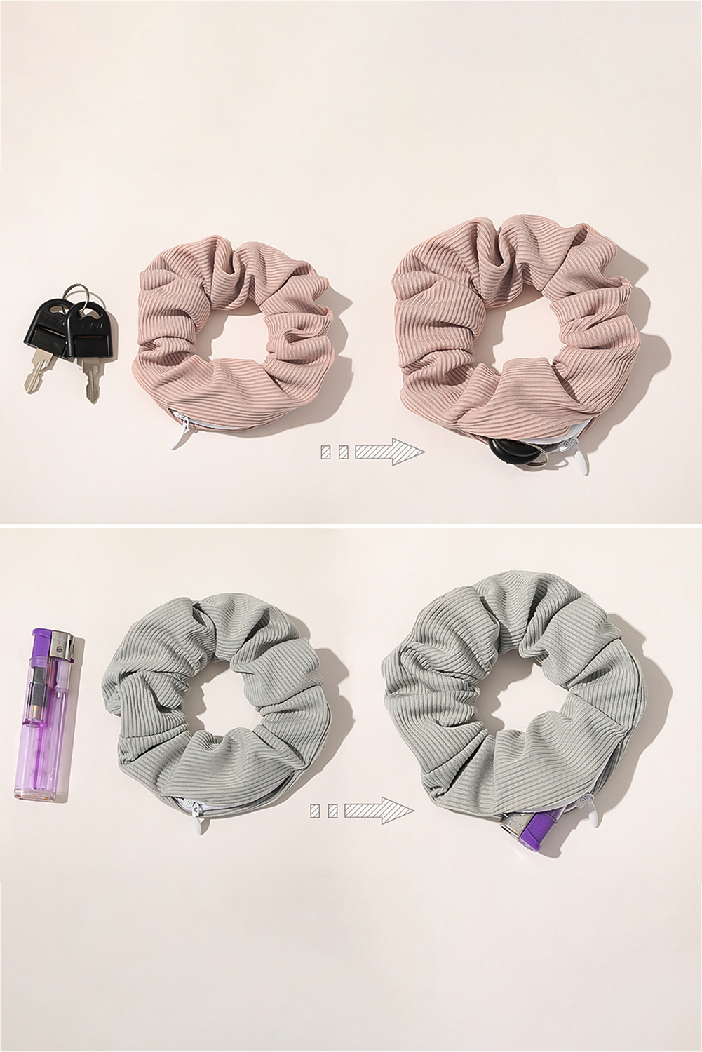 Pocket Scrunchie With Hidden Zipper