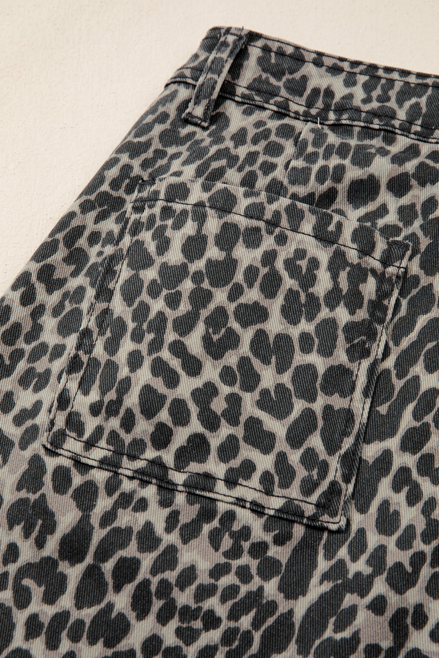 Leopard Print Wide Leg High Waist Jeans - Bottoms/Jeans/WideLeg