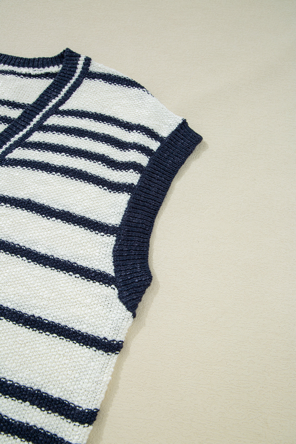 Blue Stripe Loose Buttoned V Neck Sweater Vest eAura