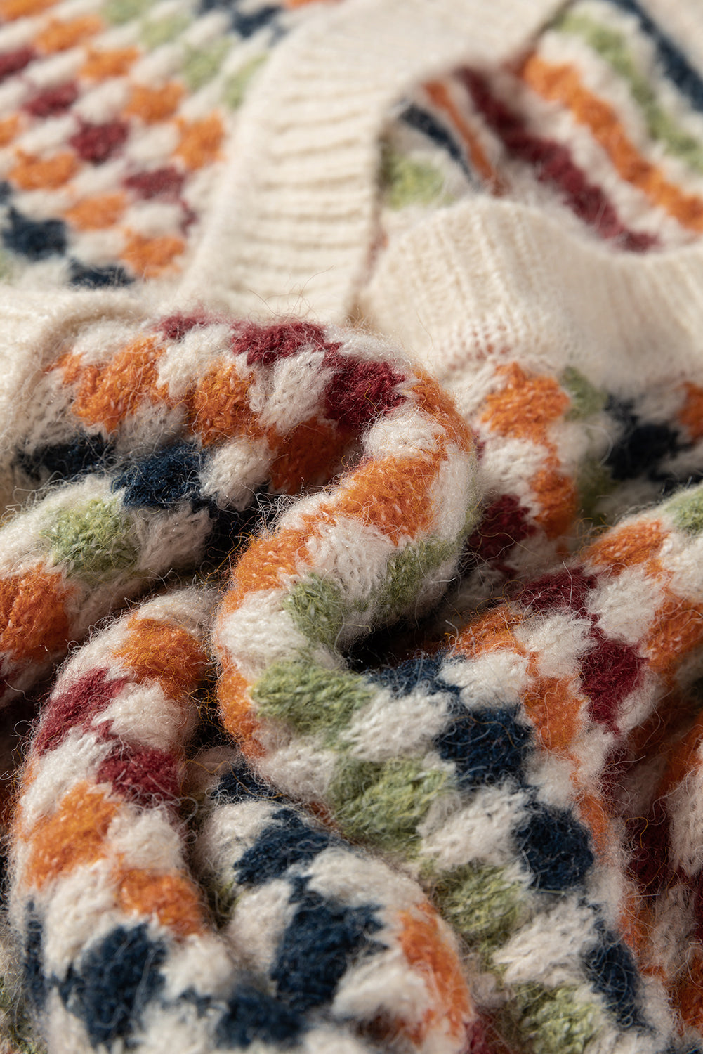 Multicolour Dotty Pattern Knit Button Front V-Neck Sweater Cardigan - eAura