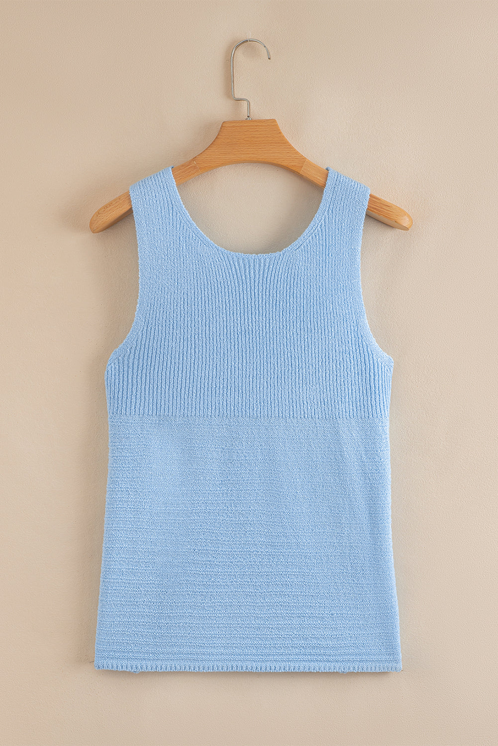 Beau Blue Horizontal Ribbing Patchwork Swing Sweater Tank eAura