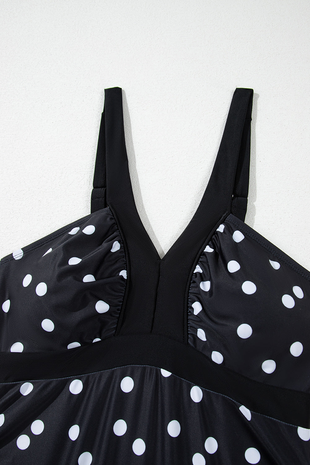 Black Polka Dot Print V Neck Tankini Set BB Fashion Outlet