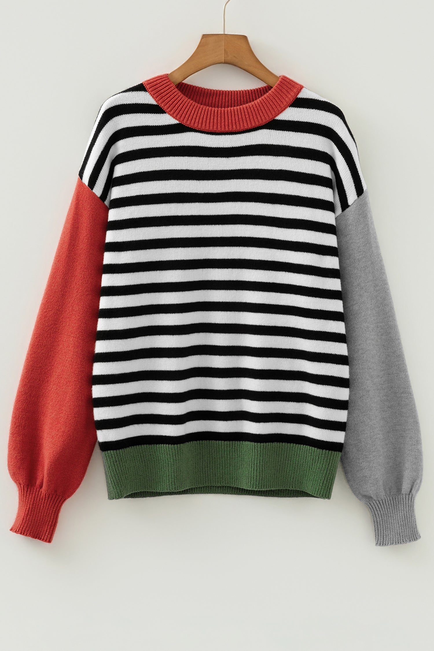 Striped Panels Colourblock Sleeve Sweater
