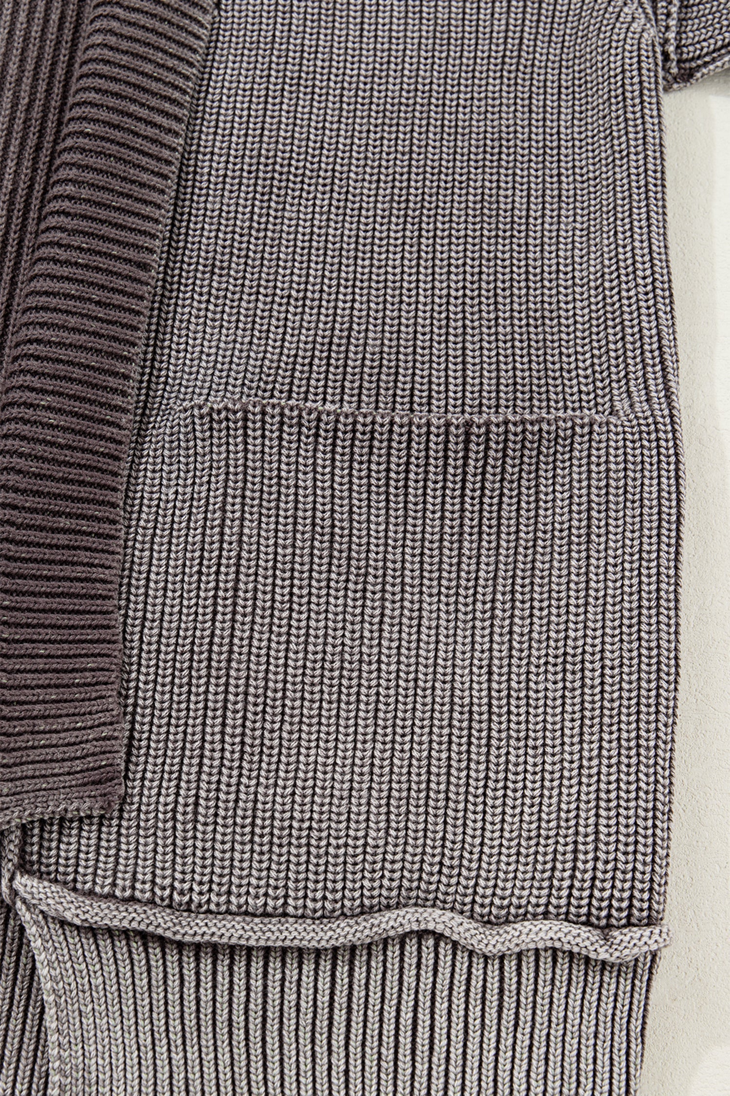 Mineral Wash Exposed Seam Patchwork Knit Open Sweater Cardigan - eAura